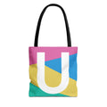 Monogram 'U' Colorblock Tote Bag — Personalized Initial U Shoulder Tote