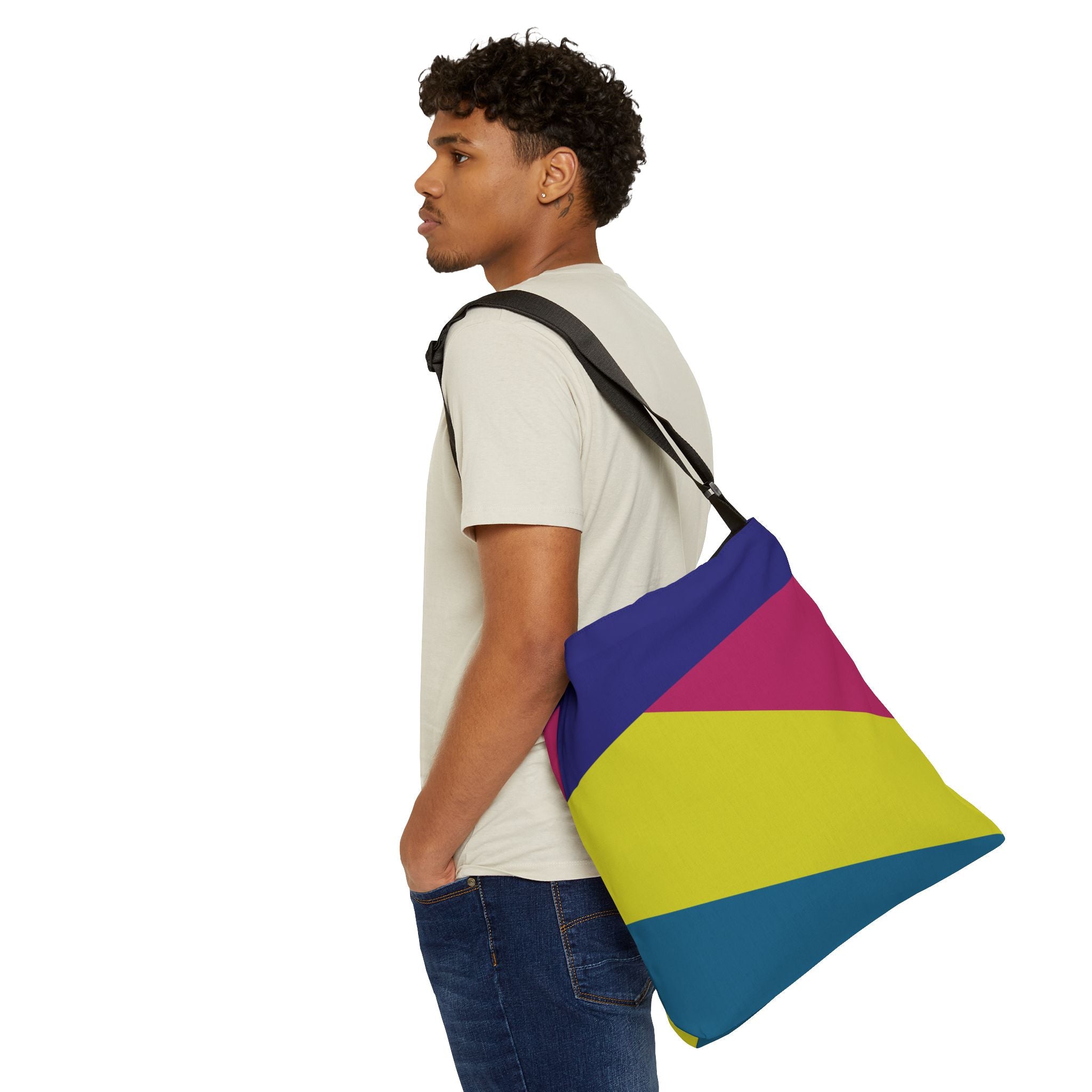 Colorblock Geometric Tote Bag — Adjustable Strap, Bright Abstract Pattern