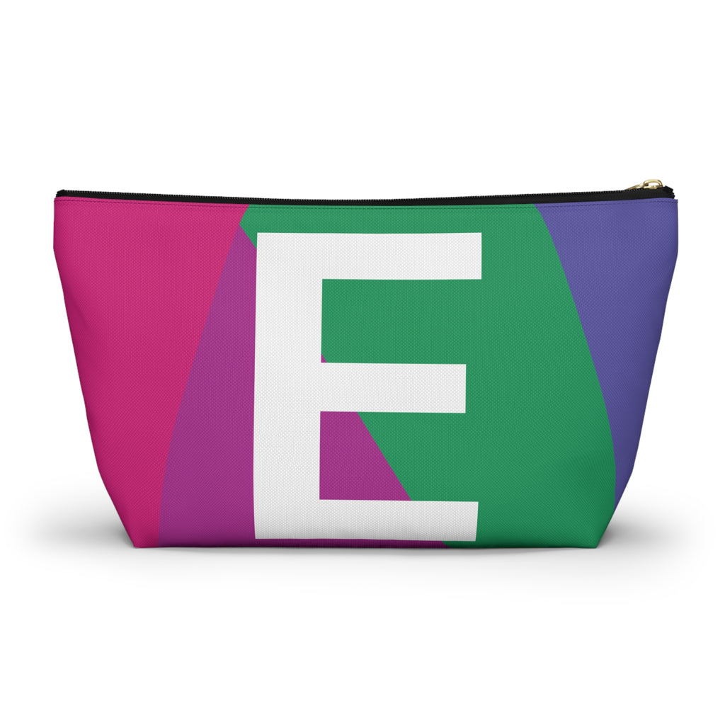 Initials Colorblock Accessory Pouch — Monogram E T-Bottom Cosmetic Bag