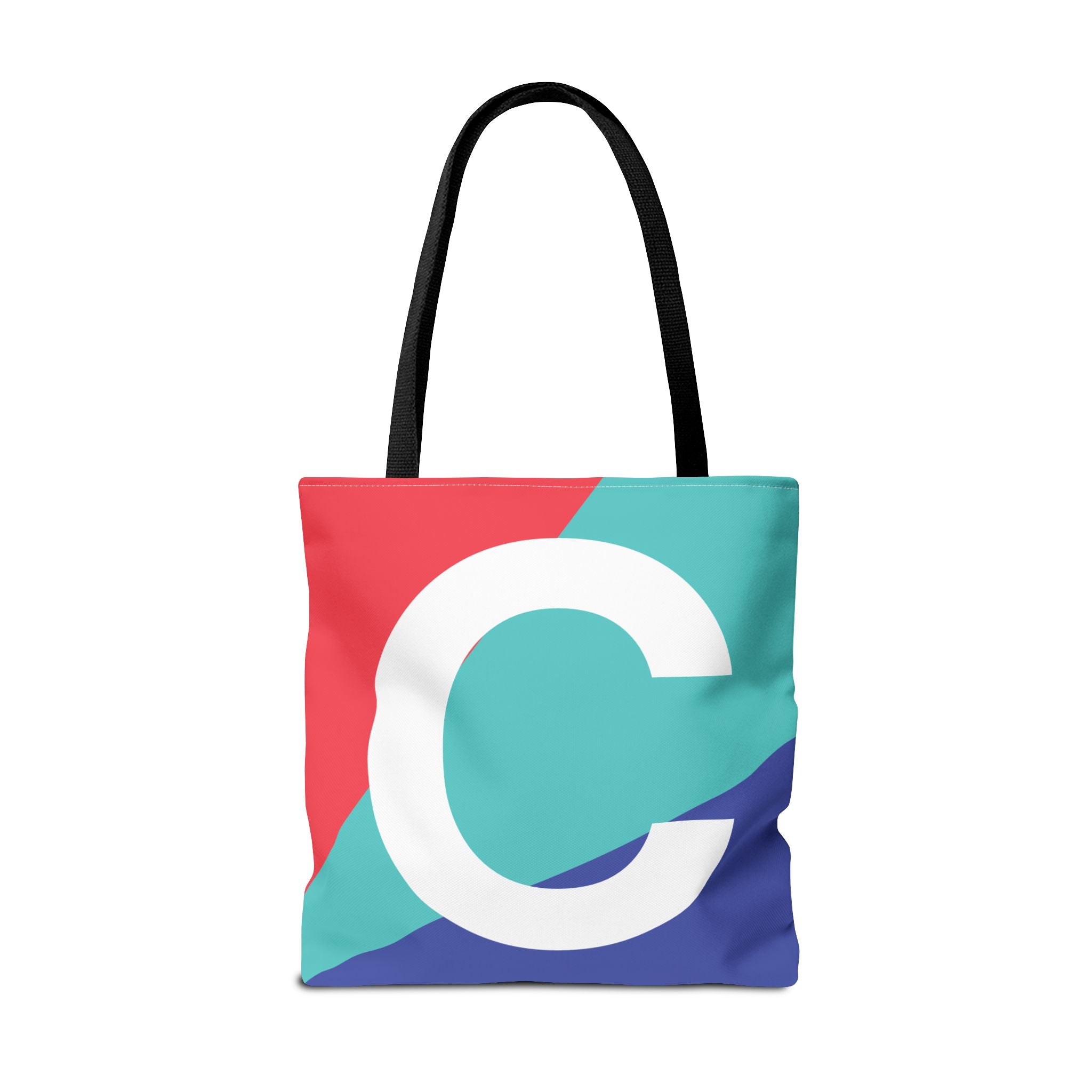Monogram 'C' Colorblock Tote Bag — Personalized Initial C Shoulder Tote