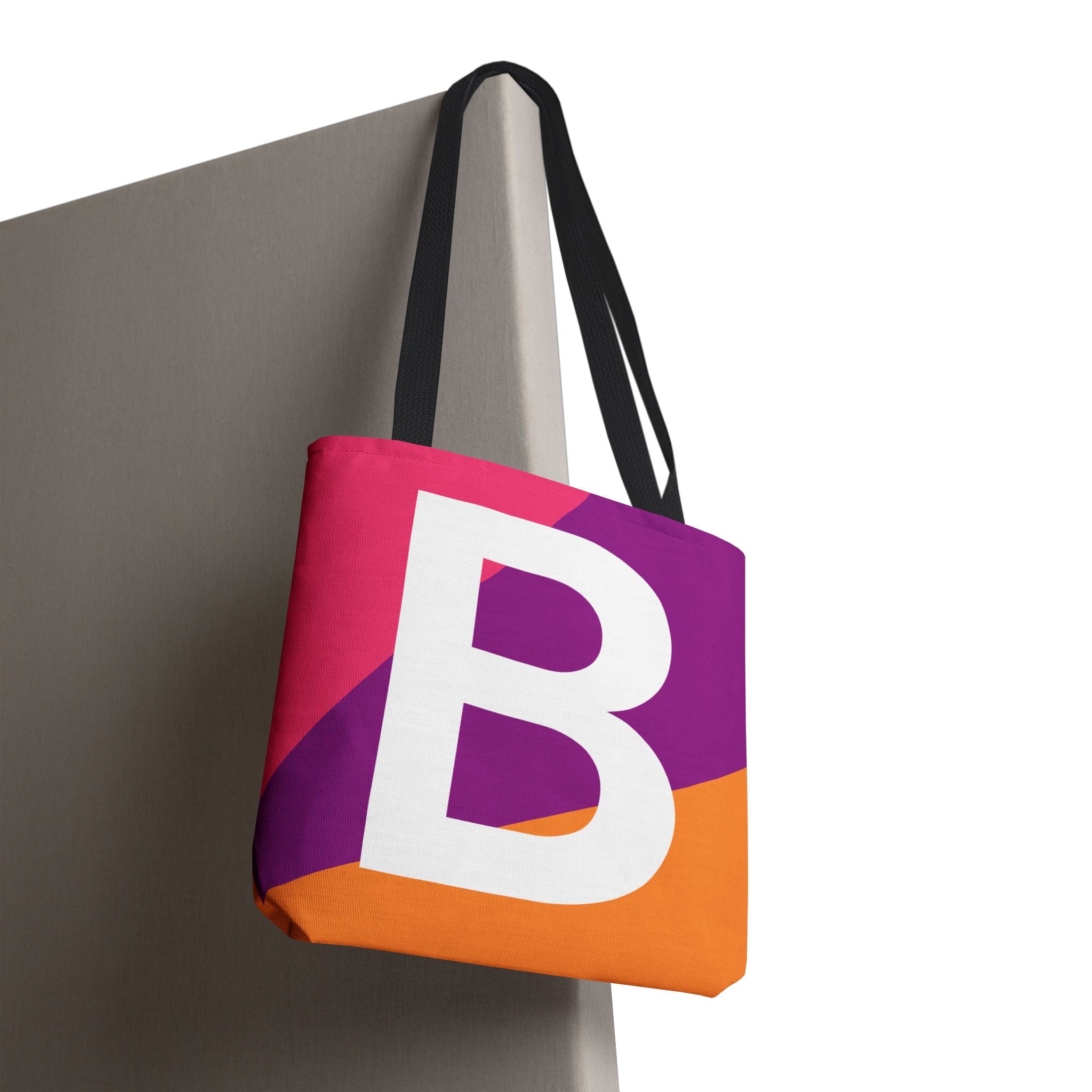 Monogram 'B' Colorblock Tote Bag — Personalized Initial B Shoulder Tote
