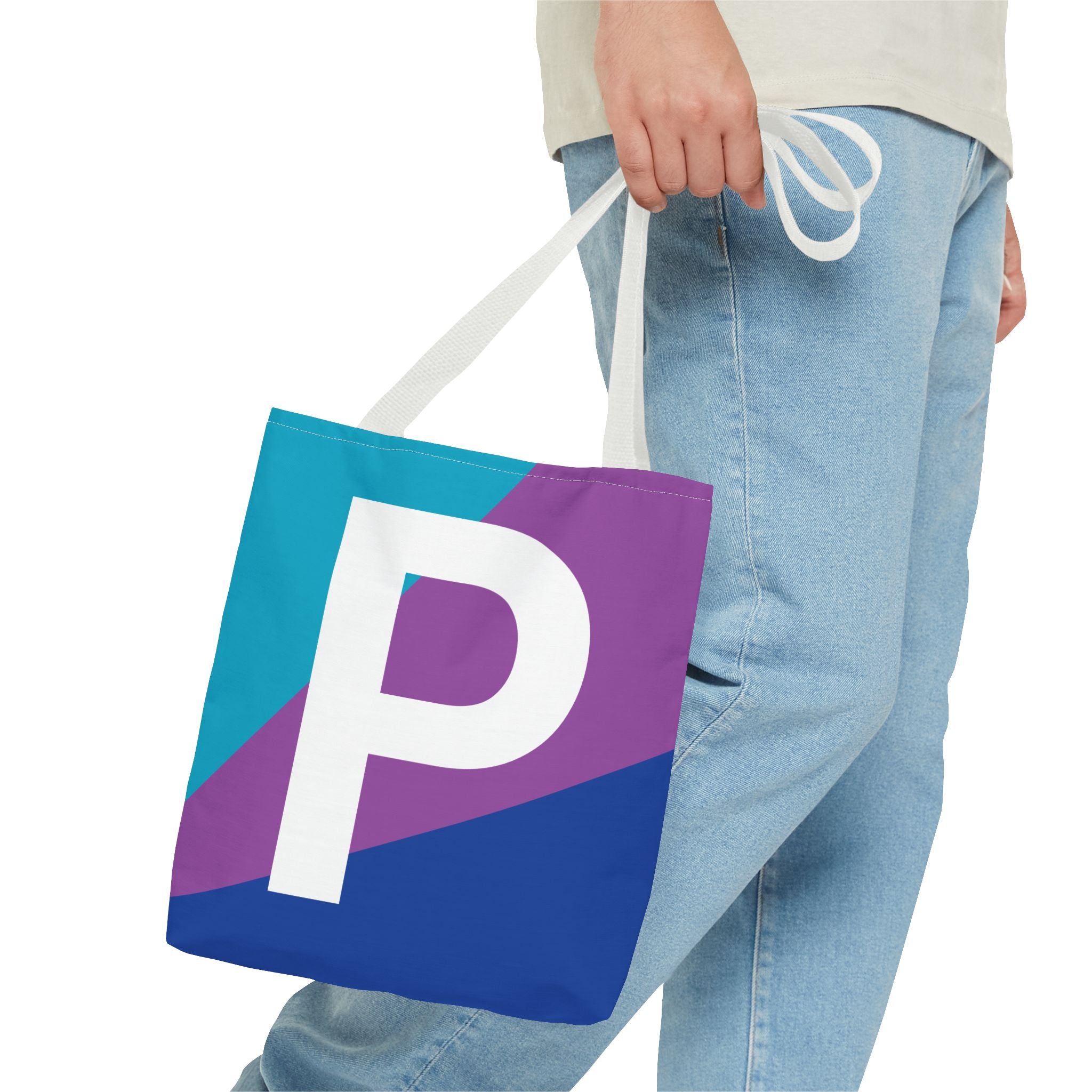 Monogram 'P' Colorblock Tote Bag — Personalized Initial P Shoulder Tote