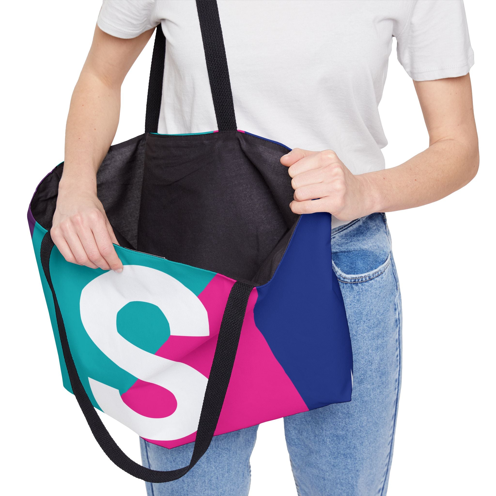 Personalized 'S' Colorblock Tote Bag — Monogram Weekender Tote
