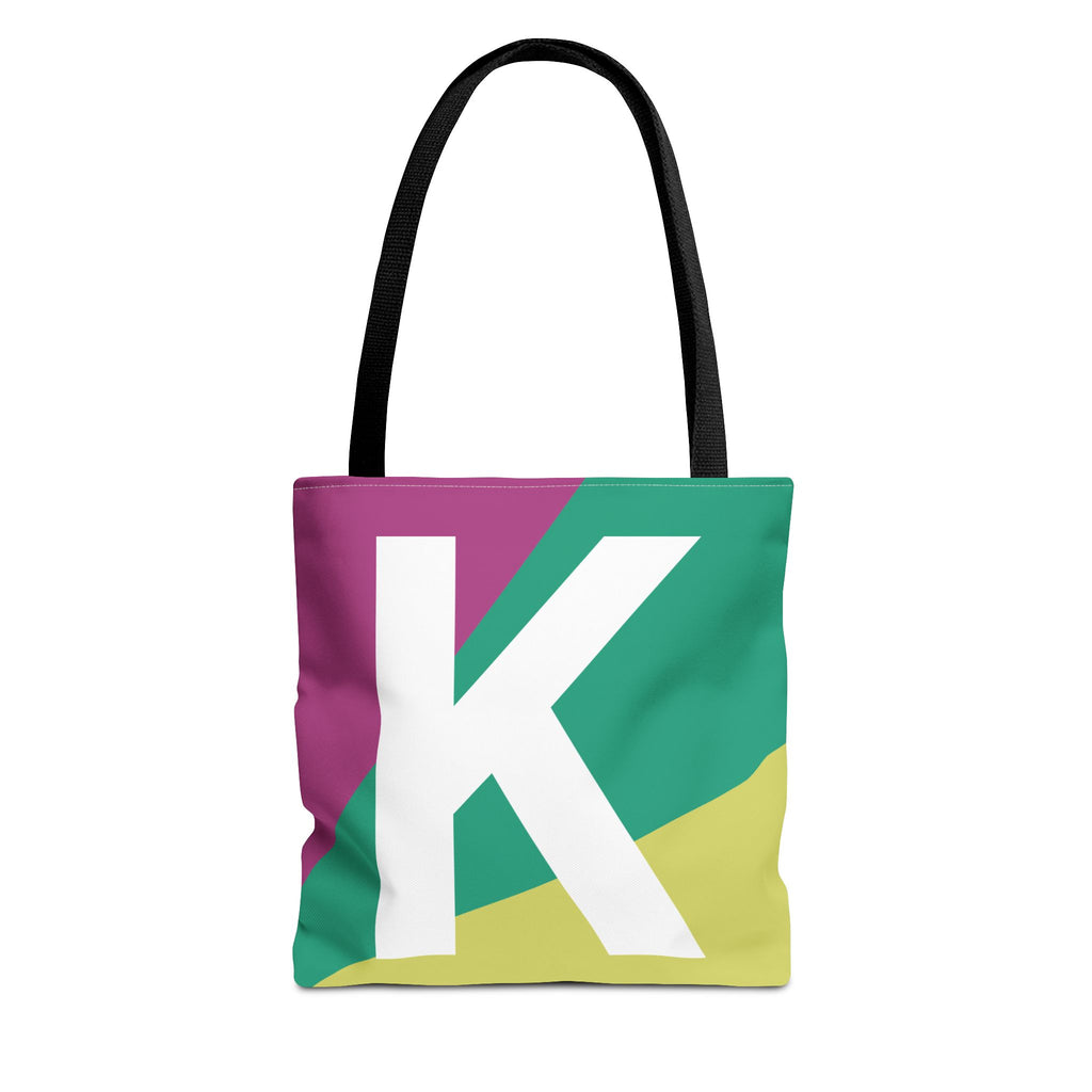 Monogram 'K' Colorblock Tote Bag — Personalized Initial K Shoulder Tote