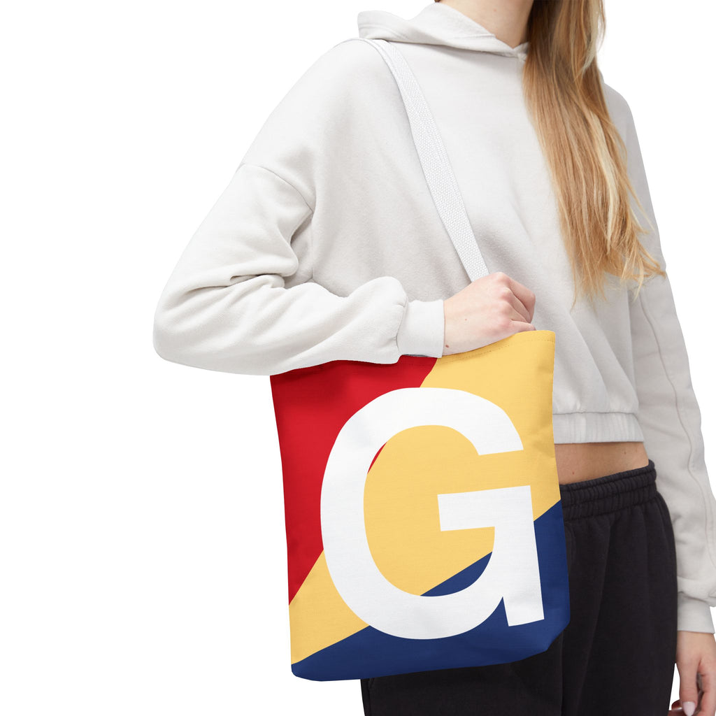 Monogram 'G' Colorblock Tote Bag — Personalized Initial G Shoulder Tote