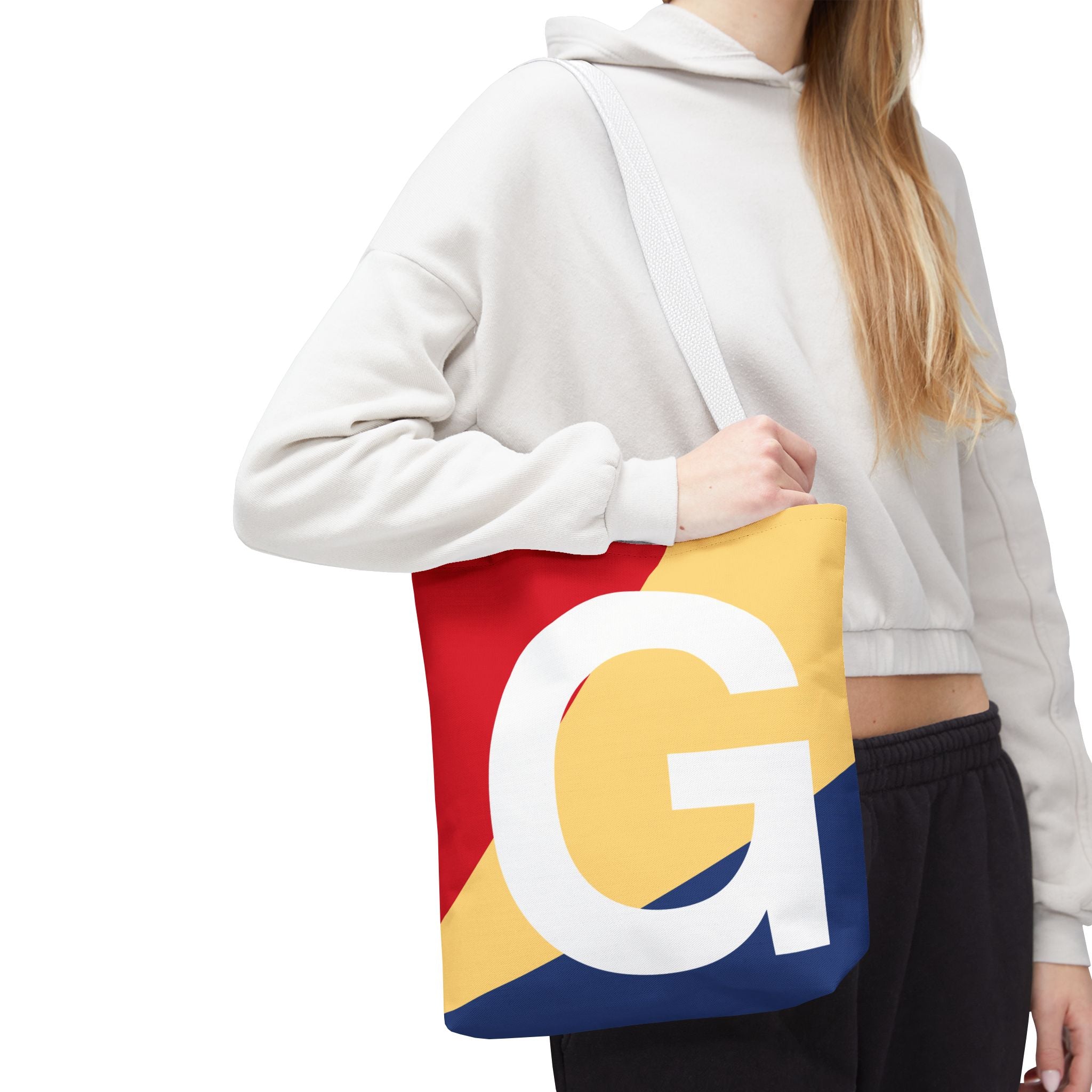 Monogram 'G' Colorblock Tote Bag — Personalized Initial G Shoulder Tote
