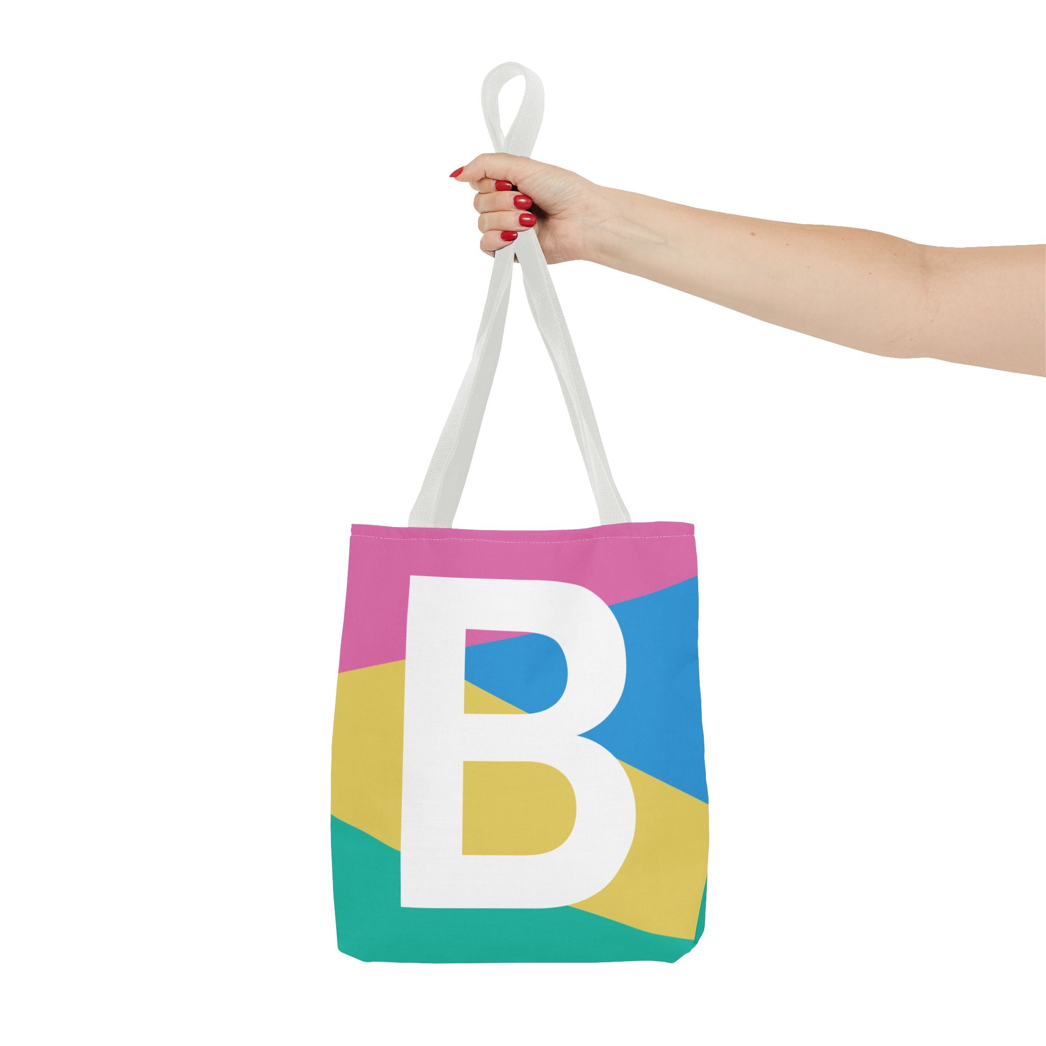 Monogram 'B' Colorblock Tote Bag — Personalized Initial B Shoulder Tote