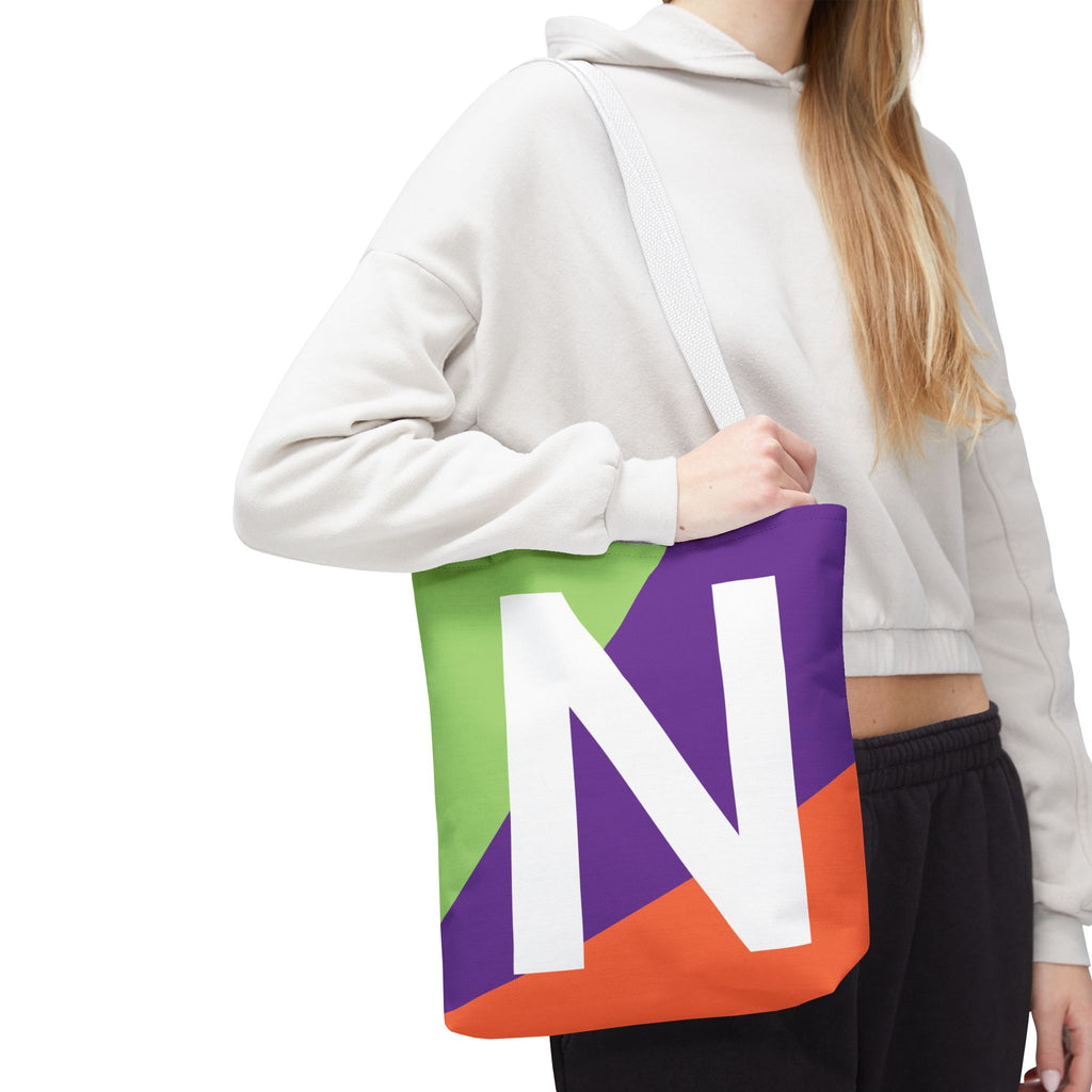 Monogram 'N' Colorblock Tote Bag — Personalized Initial N Shoulder Tote