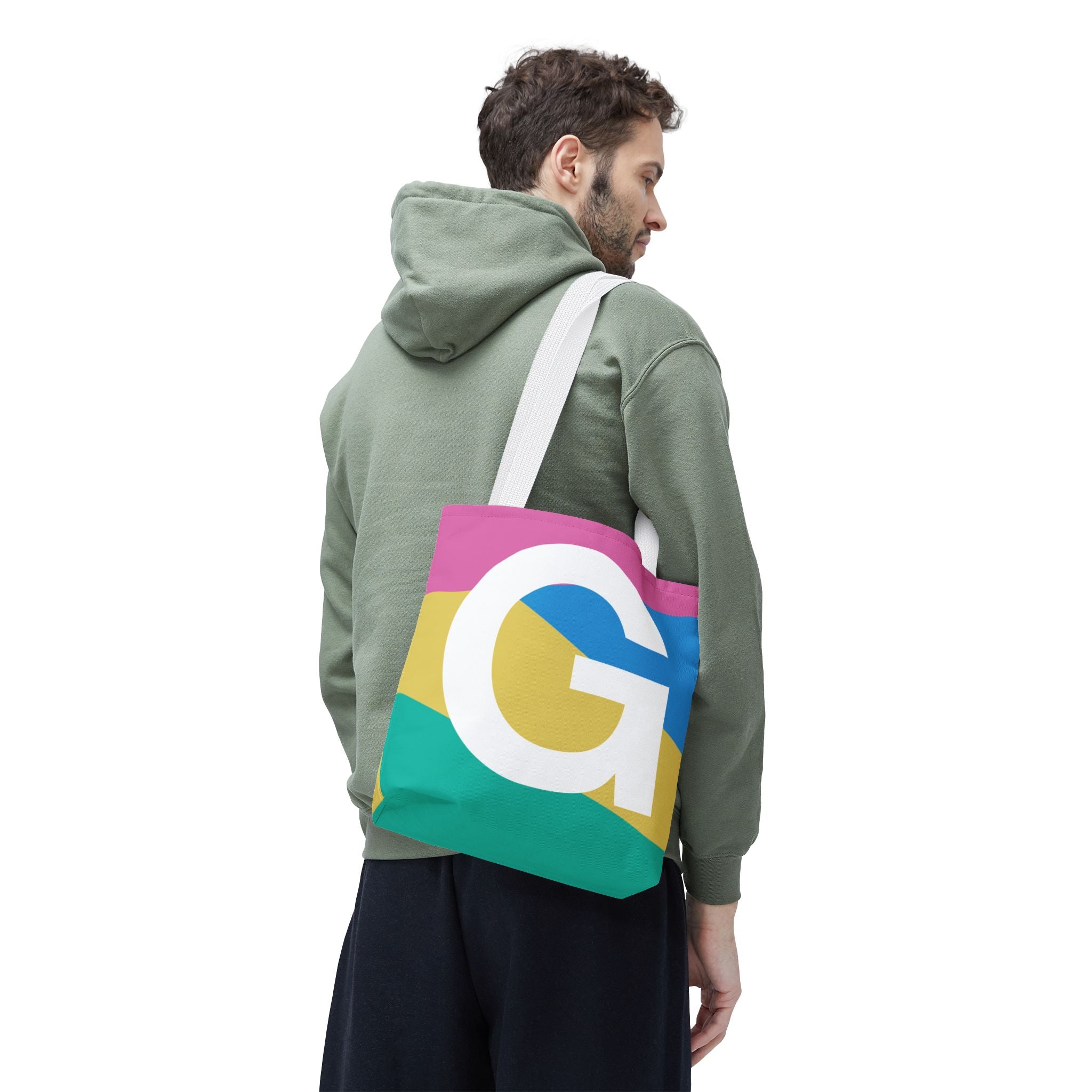 Monogram 'G' Colorblock Tote Bag — Personalized Initial G Shoulder Tote