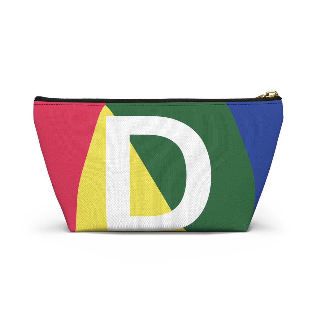 Initials Colorblock Accessory Pouch — Monogram D T-Bottom Cosmetic Bag