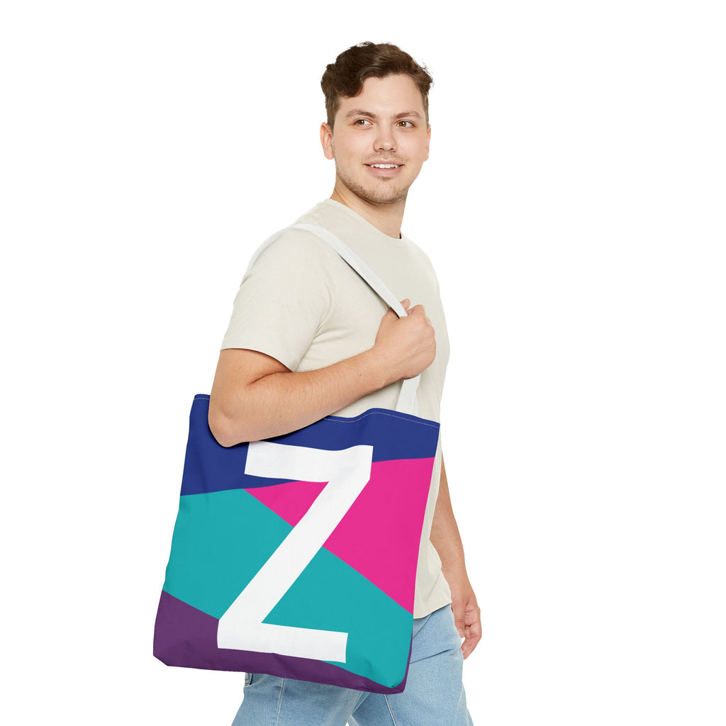 Monogram 'Z' Colorblock Tote Bag — Personalized Initial Z Shoulder Tote