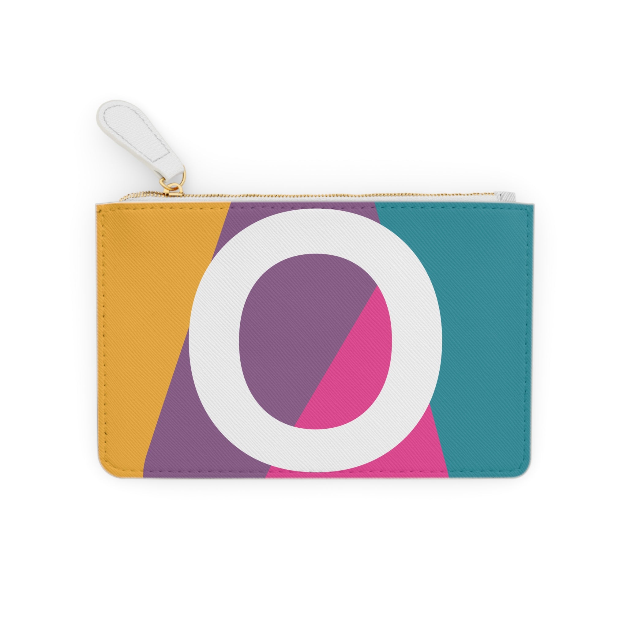 Initial O Mini Clutch — Colorblock Monogram Wristlet Wallet