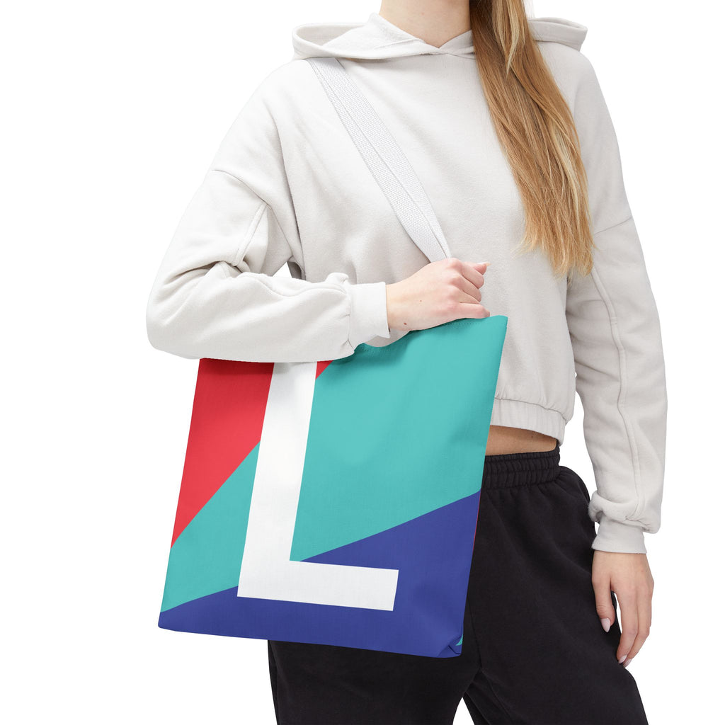 Monogram 'L' Colorblock Tote Bag — Personalized Initial L Shoulder Tote