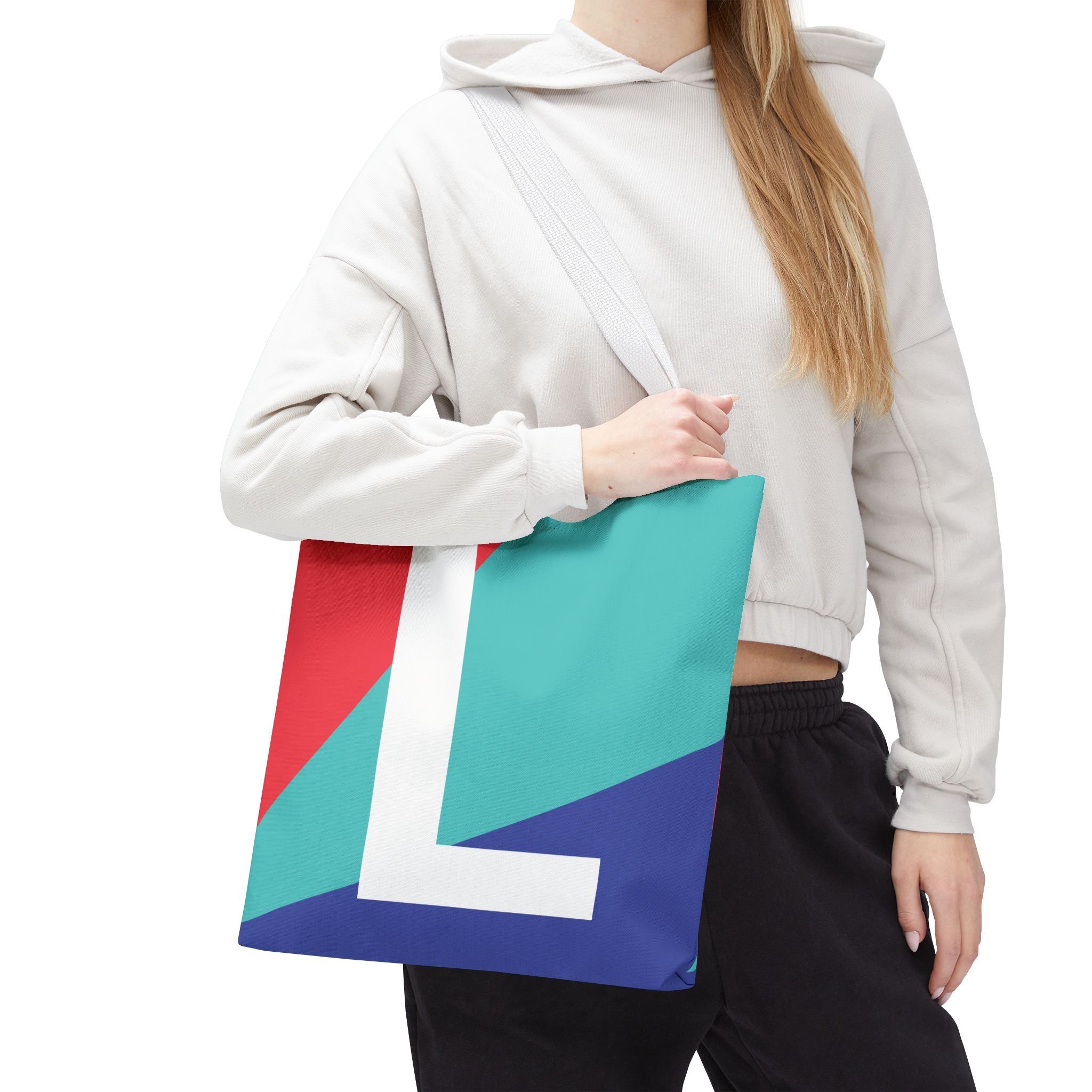 Monogram 'L' Colorblock Tote Bag — Personalized Initial L Shoulder Tote