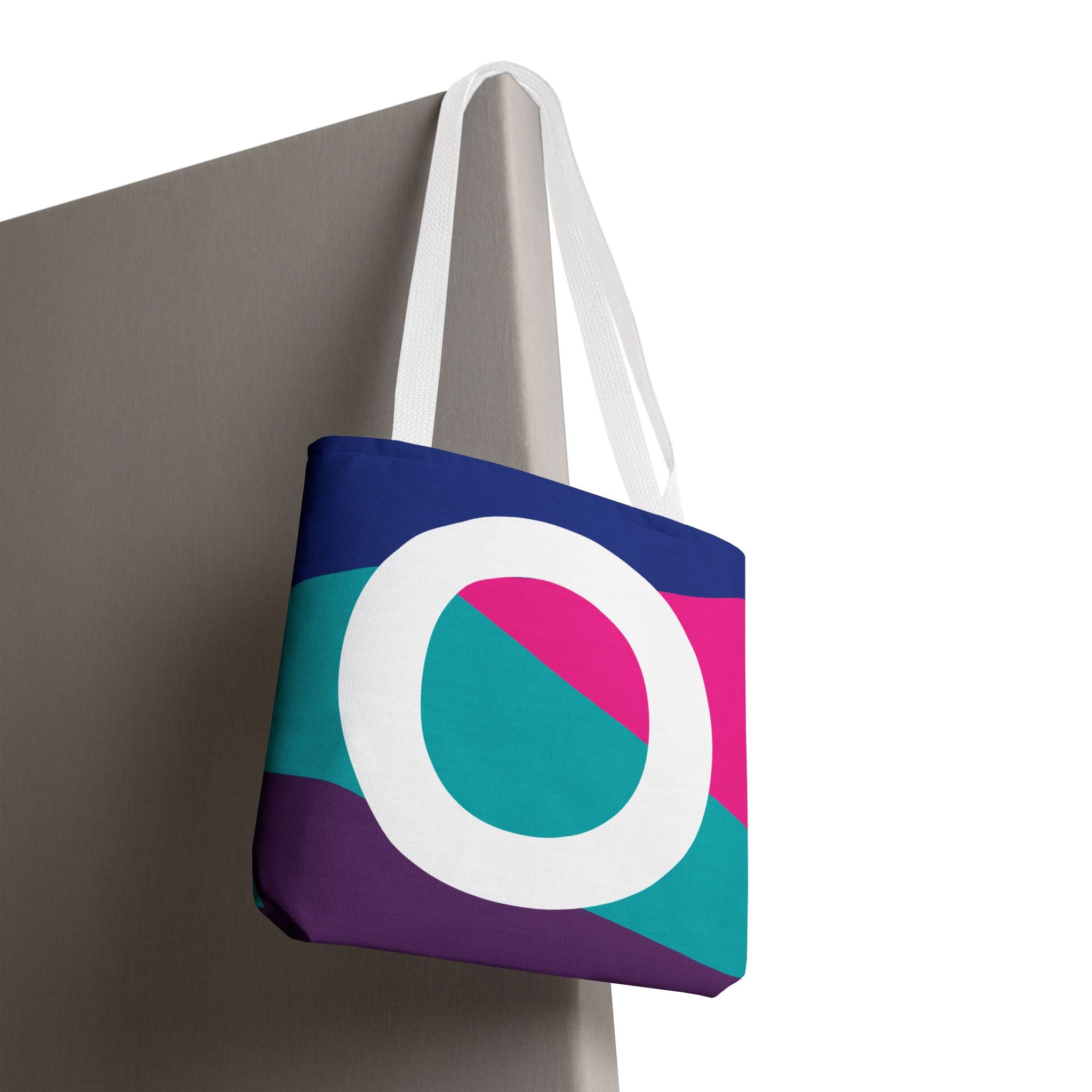 Monogram 'O' Colorblock Tote Bag — Personalized Initial O Shoulder Tote