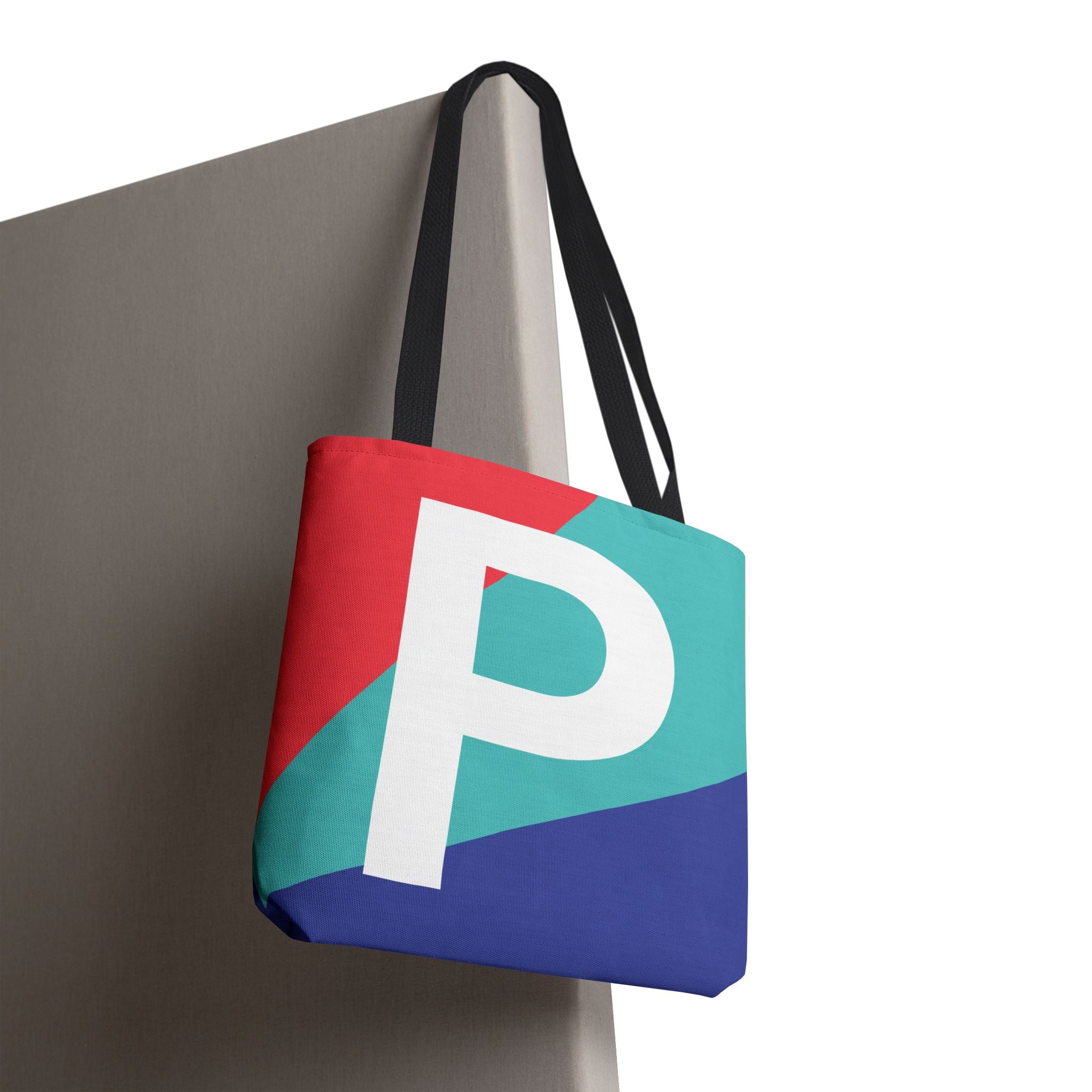 Monogram 'P' Colorblock Tote Bag — Personalized Initial P Shoulder Tote