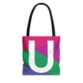 Monogram 'U' Colorblock Tote Bag — Personalized Initial U Shoulder Tote