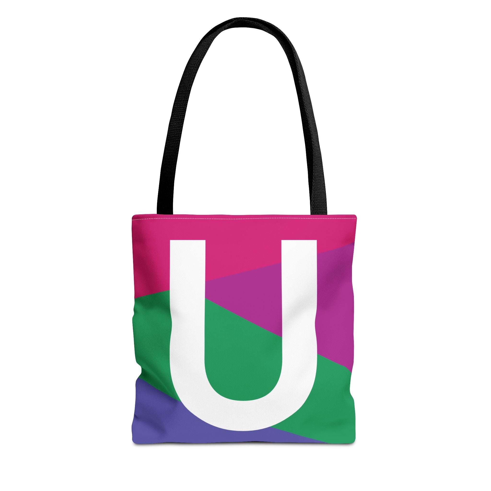 Monogram 'U' Colorblock Tote Bag — Personalized Initial U Shoulder Tote