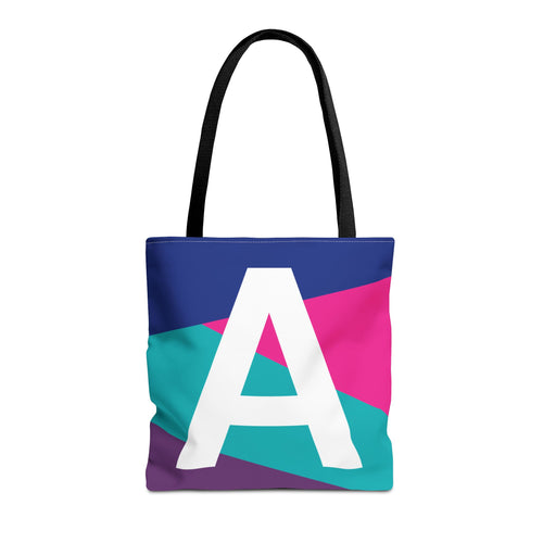 Monogram 'A' Colorblock Tote Bag — Personalized Initial A Shoulder Tote