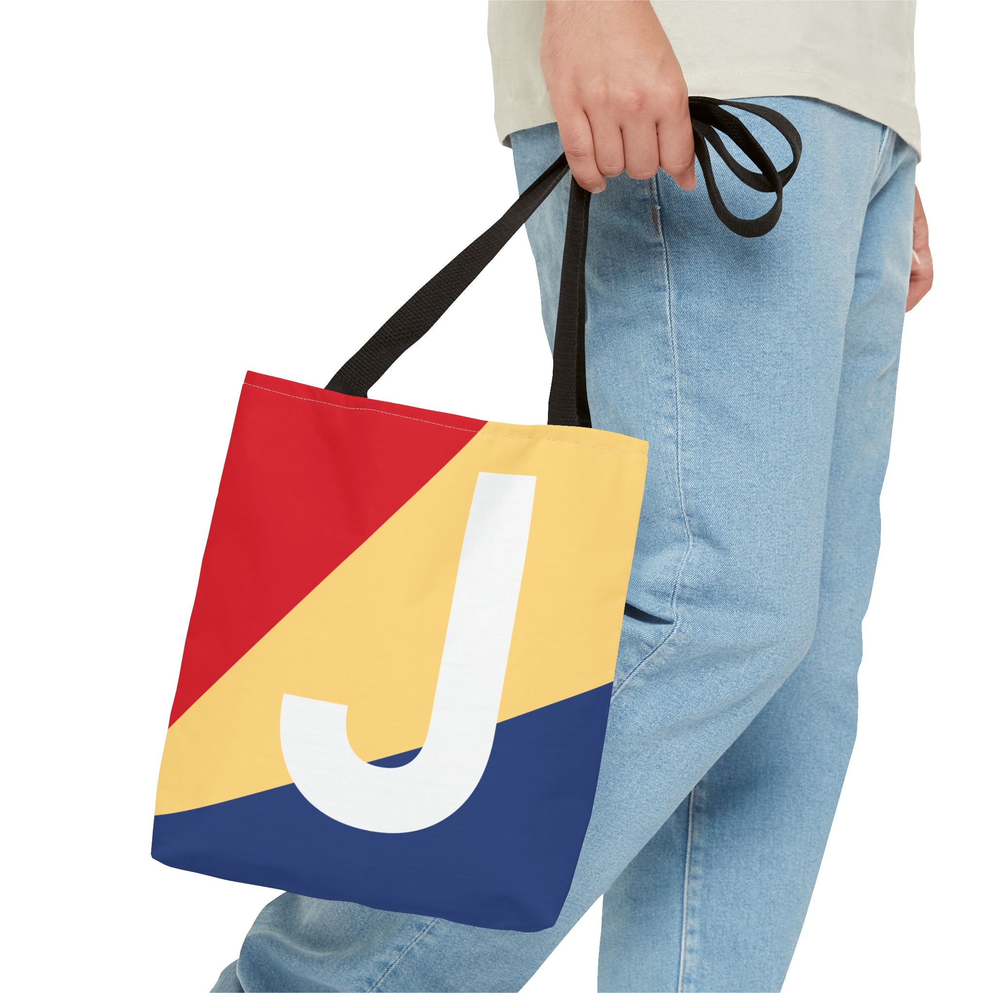 Monogram 'J' Colorblock Tote Bag — Personalized Initial J Shoulder Tote