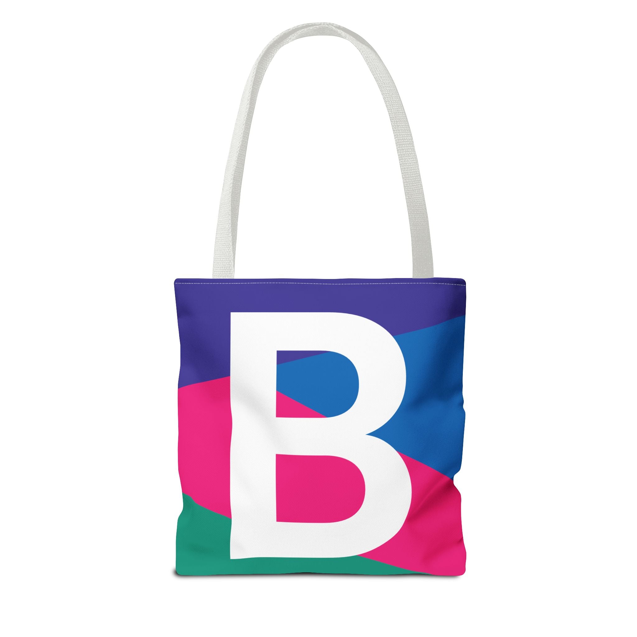 Monogram 'B' Colorblock Tote Bag — Personalized Initial B Shoulder Tote