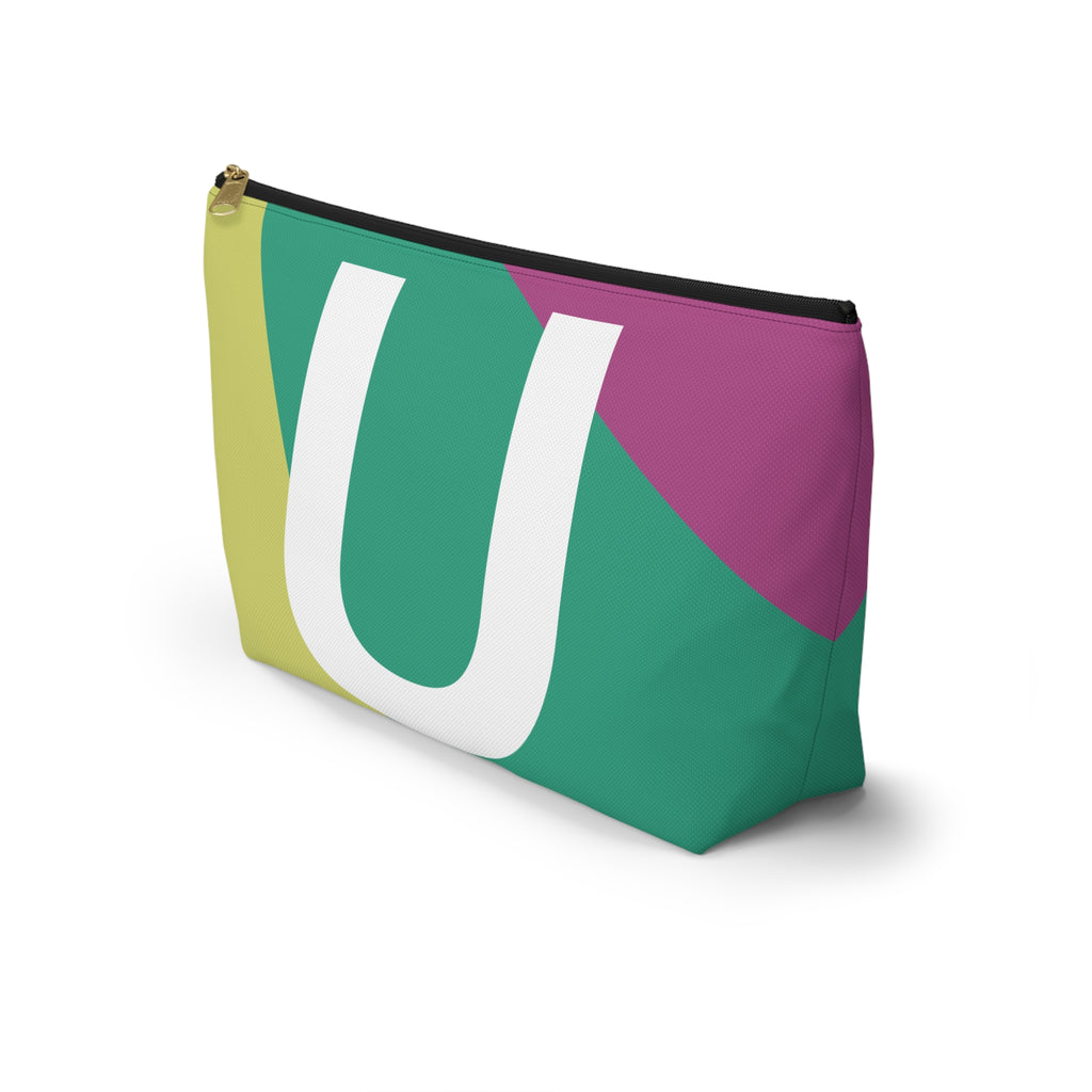 Initials Colorblock Accessory Pouch — Monogram U T-Bottom Cosmetic Bag