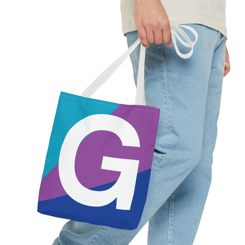 Monogram 'G' Colorblock Tote Bag — Personalized Initial G Shoulder Tote