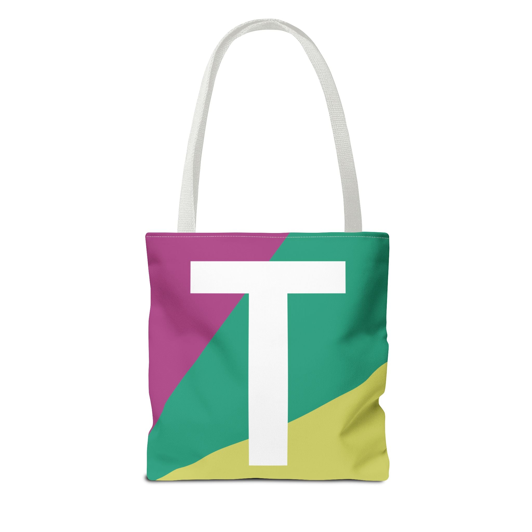 Monogram 'T' Colorblock Tote Bag — Personalized Initial T Shoulder Tote