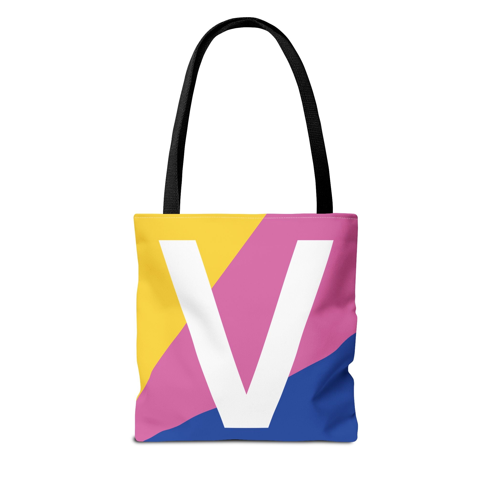 Monogram 'V' Colorblock Tote Bag — Personalized Initial V Shoulder Tote