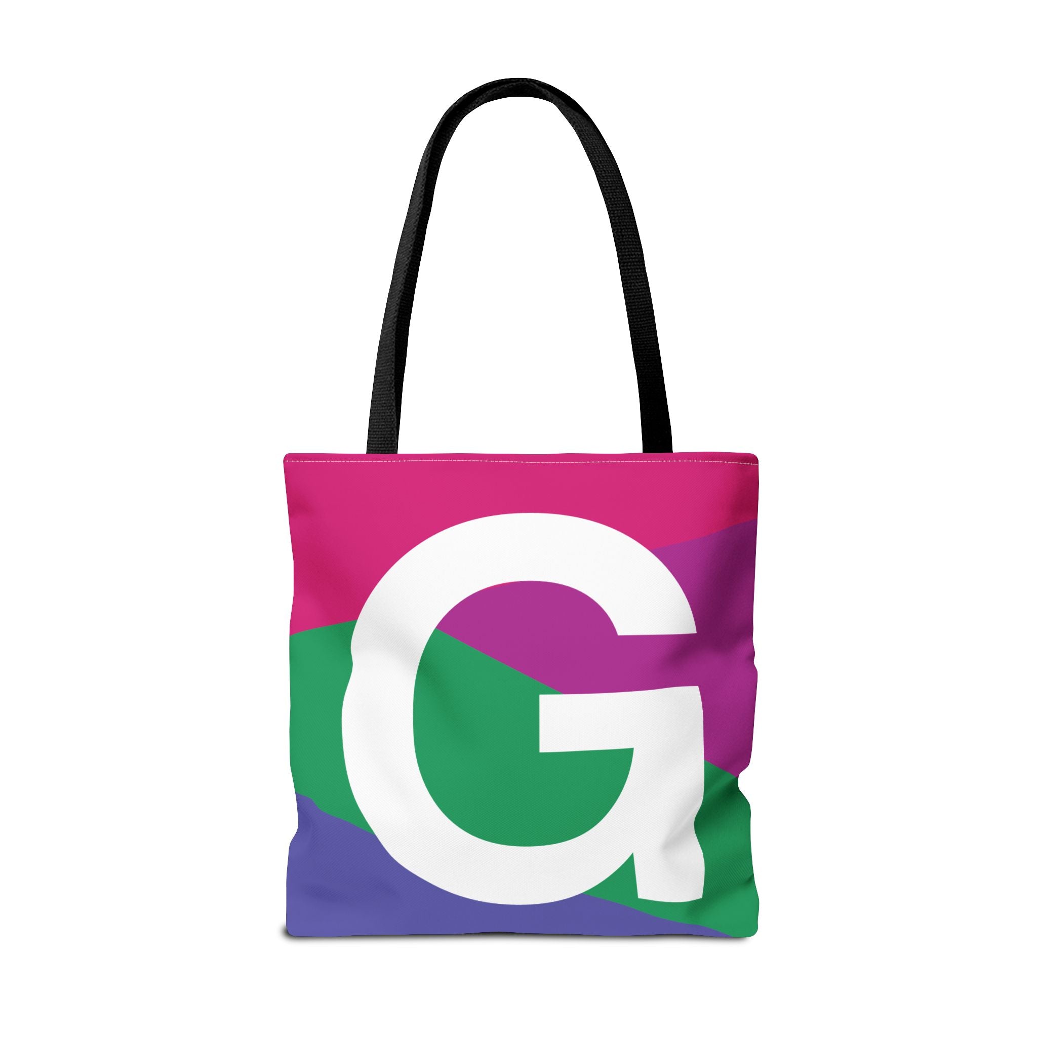 Monogram 'G' Colorblock Tote Bag — Personalized Initial G Shoulder Tote