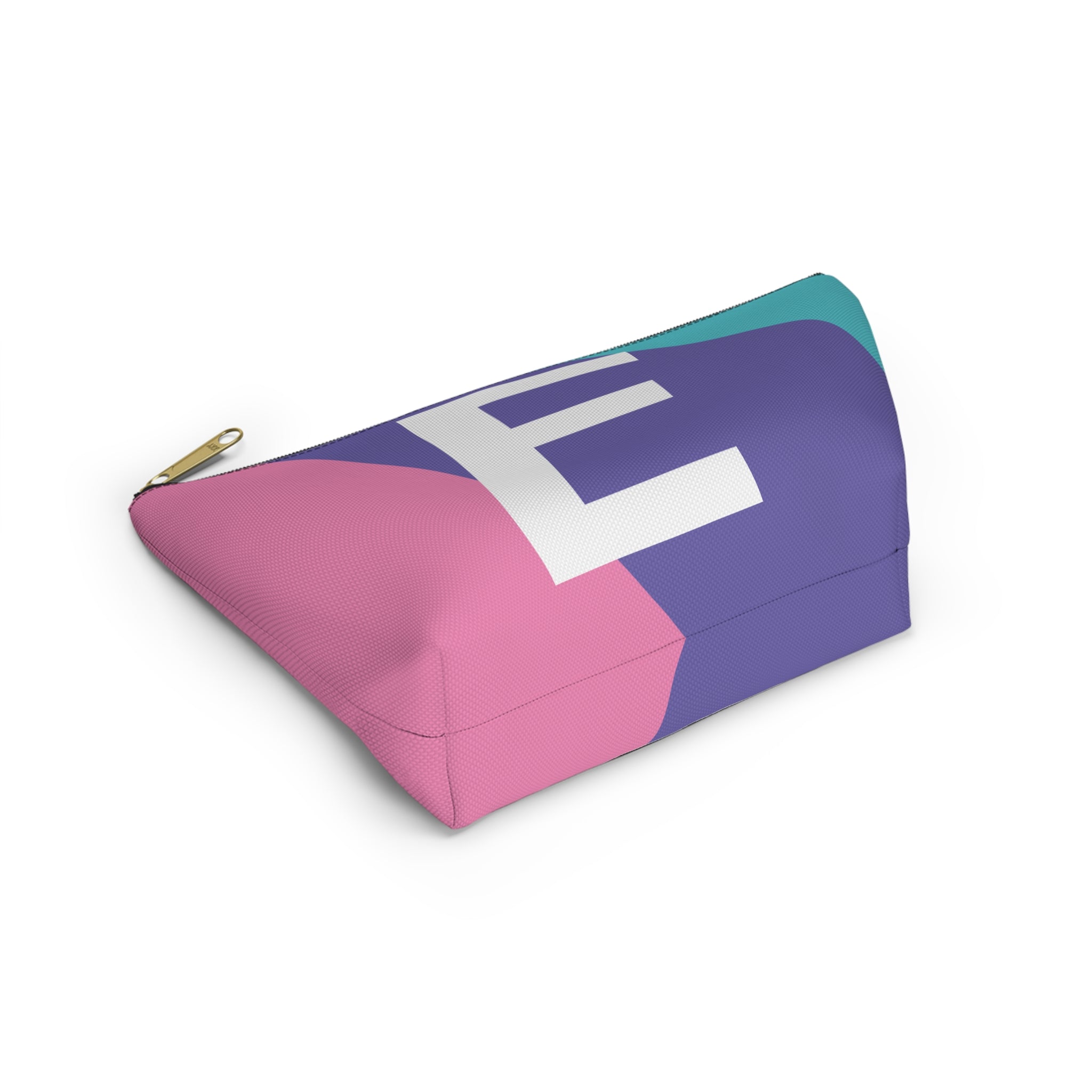 Initials Colorblock Accessory Pouch — Monogram E T-Bottom Cosmetic Bag