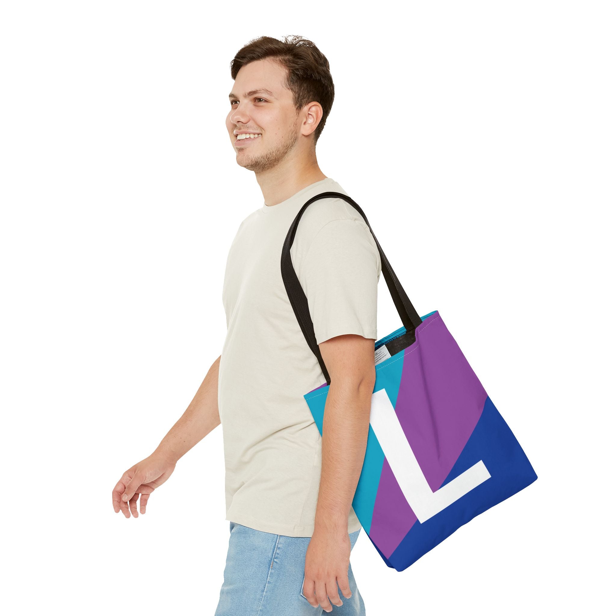 Monogram 'L' Colorblock Tote Bag — Personalized Initial L Shoulder Tote