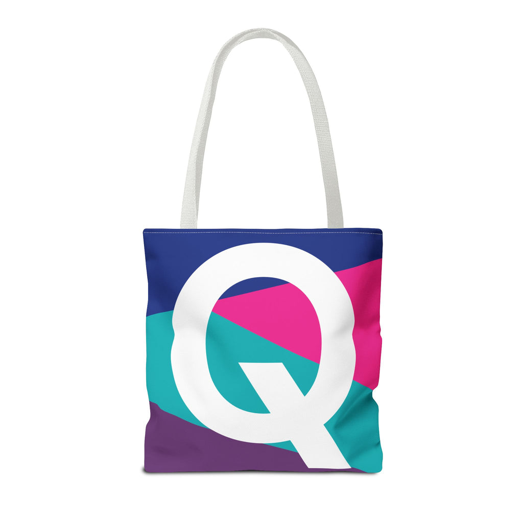 Monogram 'Q' Colorblock Tote Bag — Personalized Initial Q Shoulder Tote