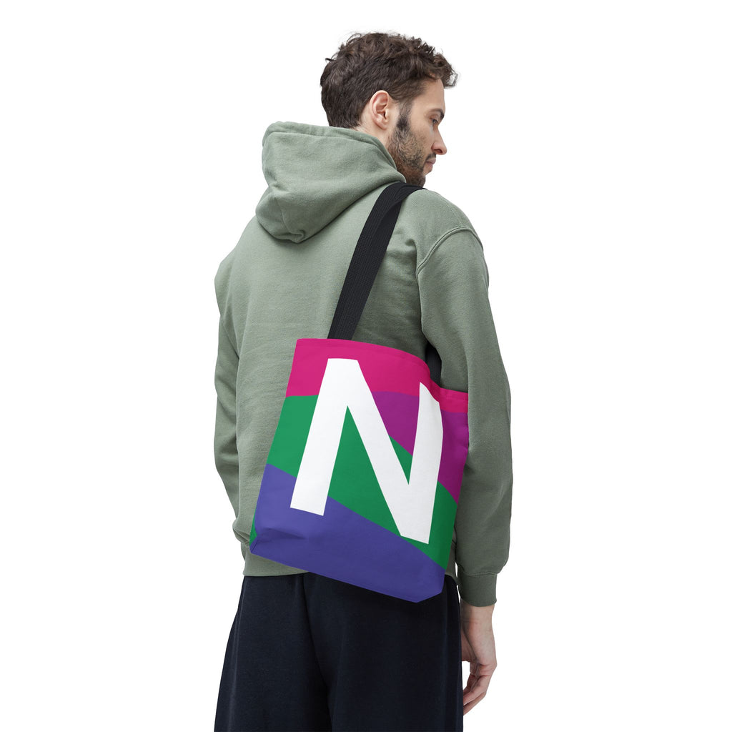 Monogram 'N' Colorblock Tote Bag — Personalized Initial N Shoulder Tote