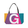 Personalized 'G' Colorblock Tote Bag — Monogram Weekender Tote