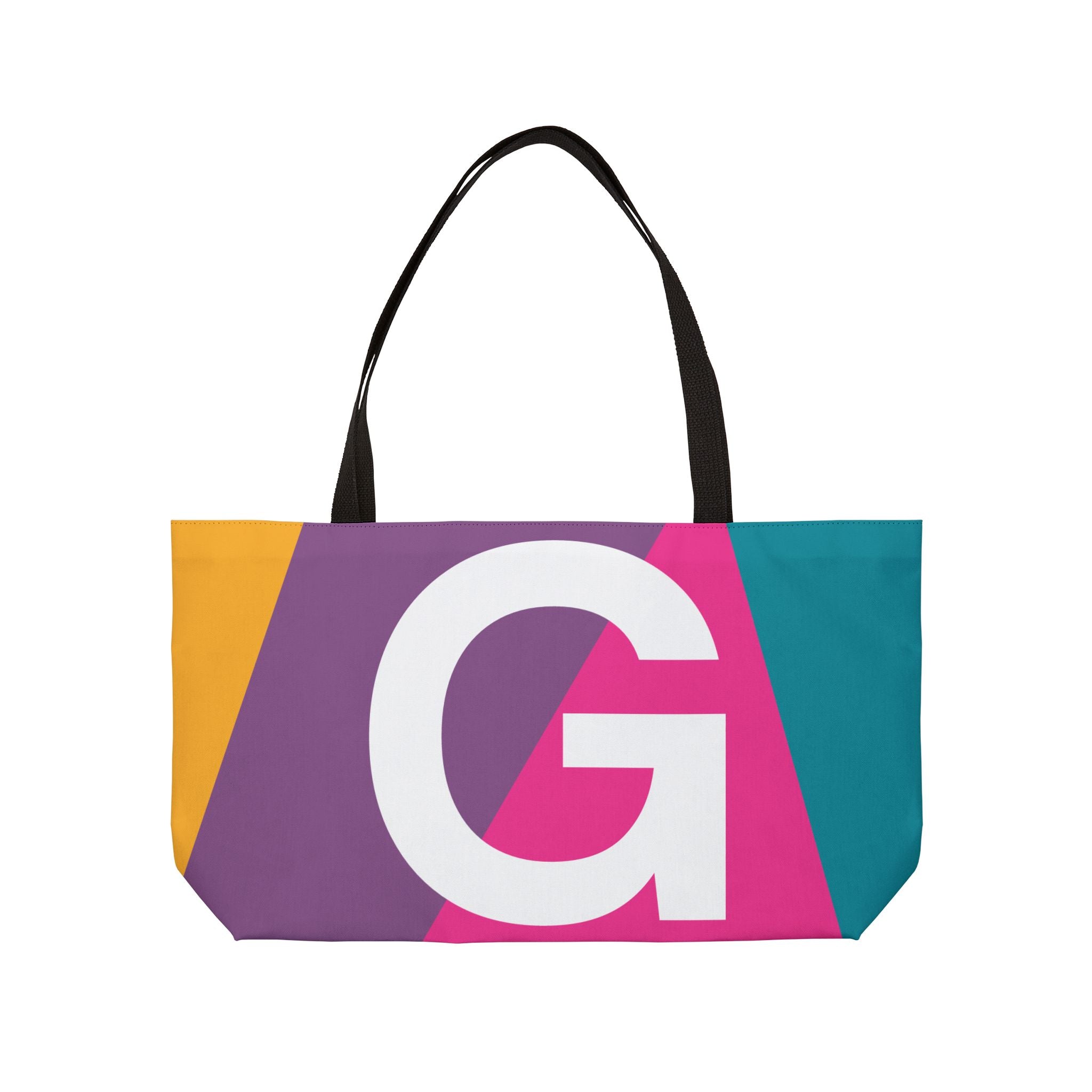 Personalized 'G' Colorblock Tote Bag — Monogram Weekender Tote