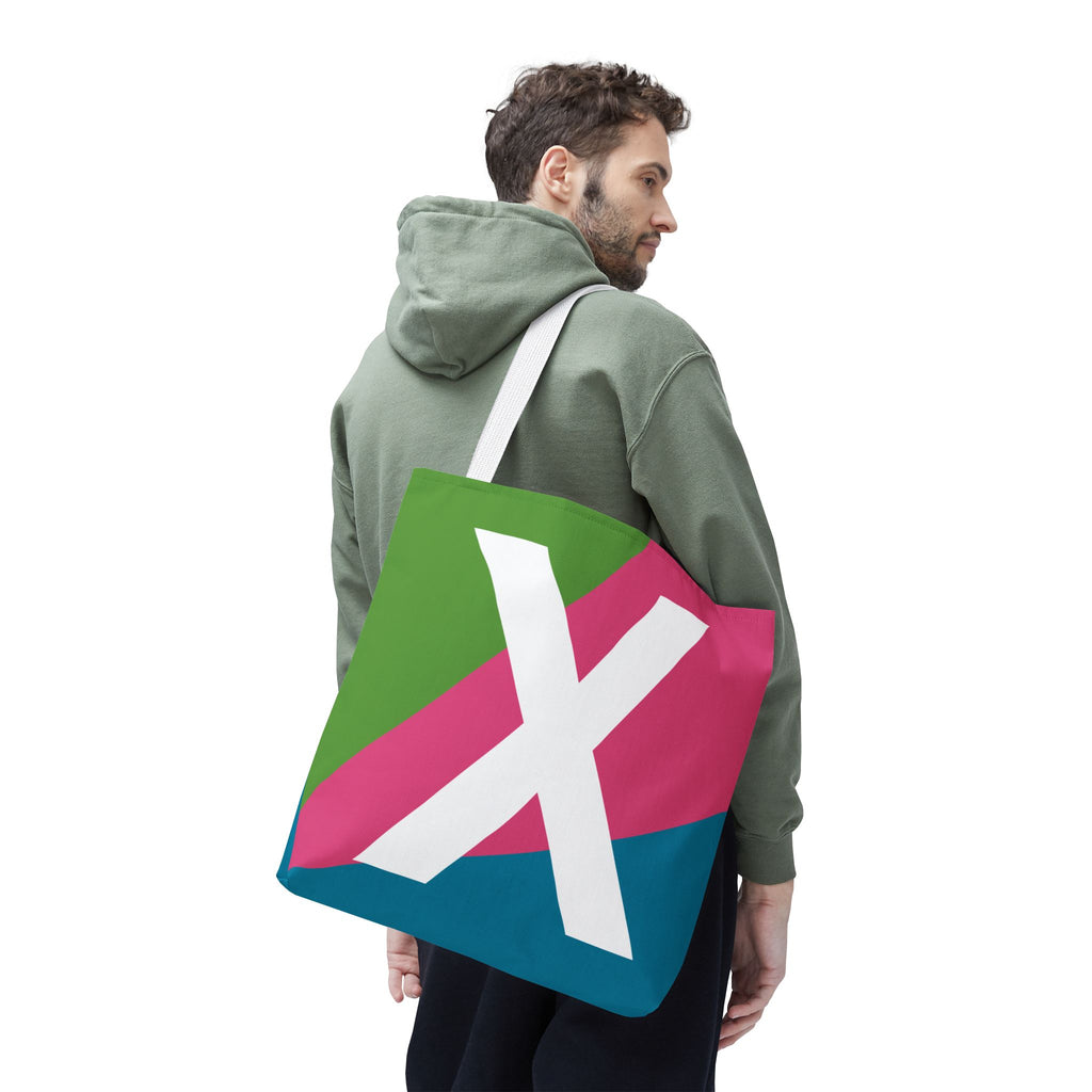 Monogram 'X' Colorblock Tote Bag — Personalized Initial X Shoulder Tote