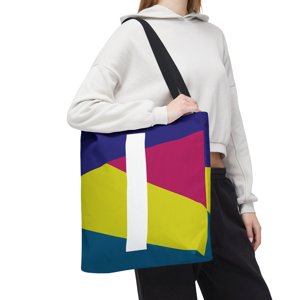 Monogram 'I' Colorblock Tote Bag — Personalized Initial I Shoulder Tote