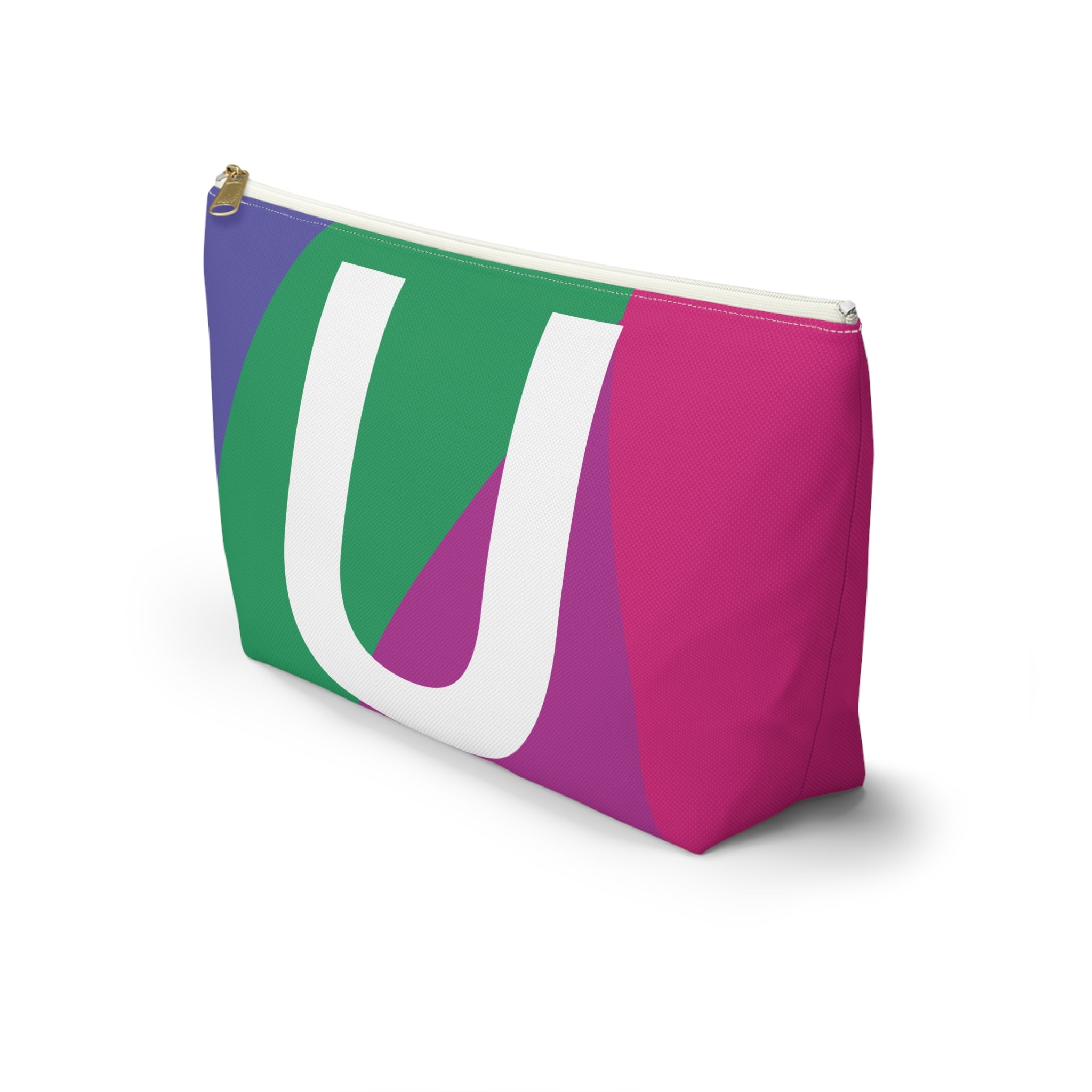 Initials Colorblock Accessory Pouch — Monogram U T-Bottom Cosmetic Bag
