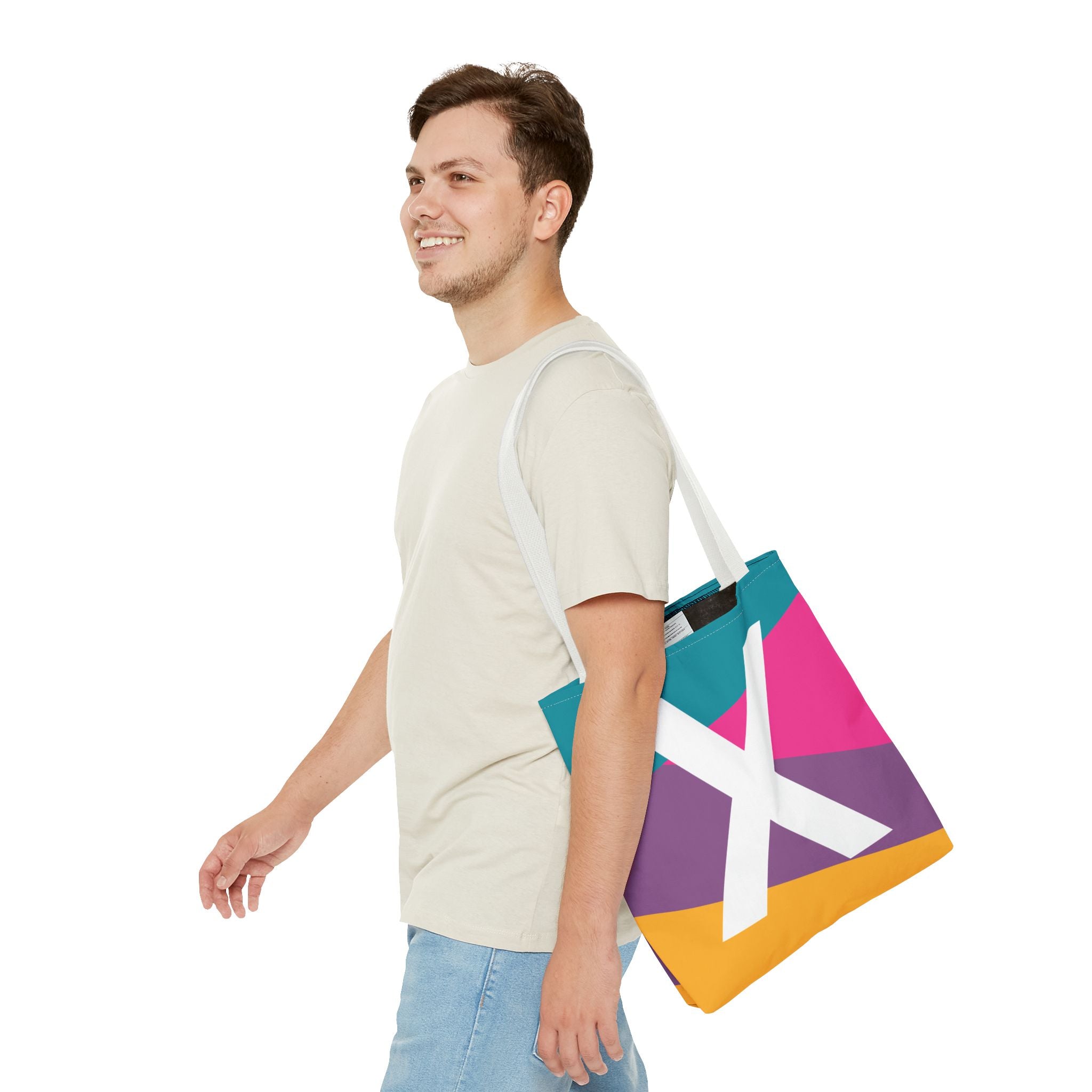 Monogram 'X' Colorblock Tote Bag — Personalized Initial X Shoulder Tote