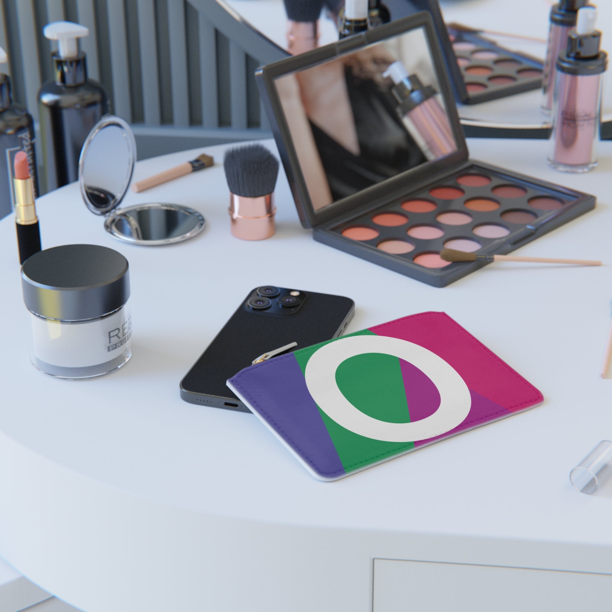 Initial O Mini Clutch — Colorblock Monogram Wristlet Wallet