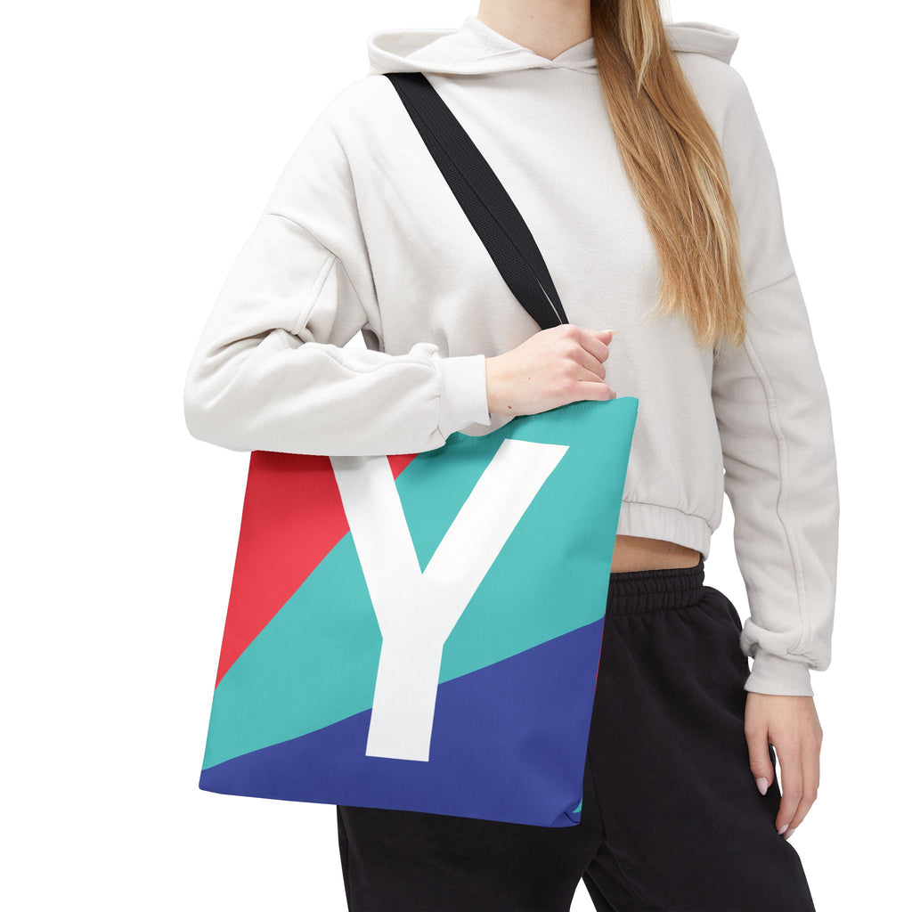 Monogram 'Y' Colorblock Tote Bag — Personalized Initial Y Shoulder Tote