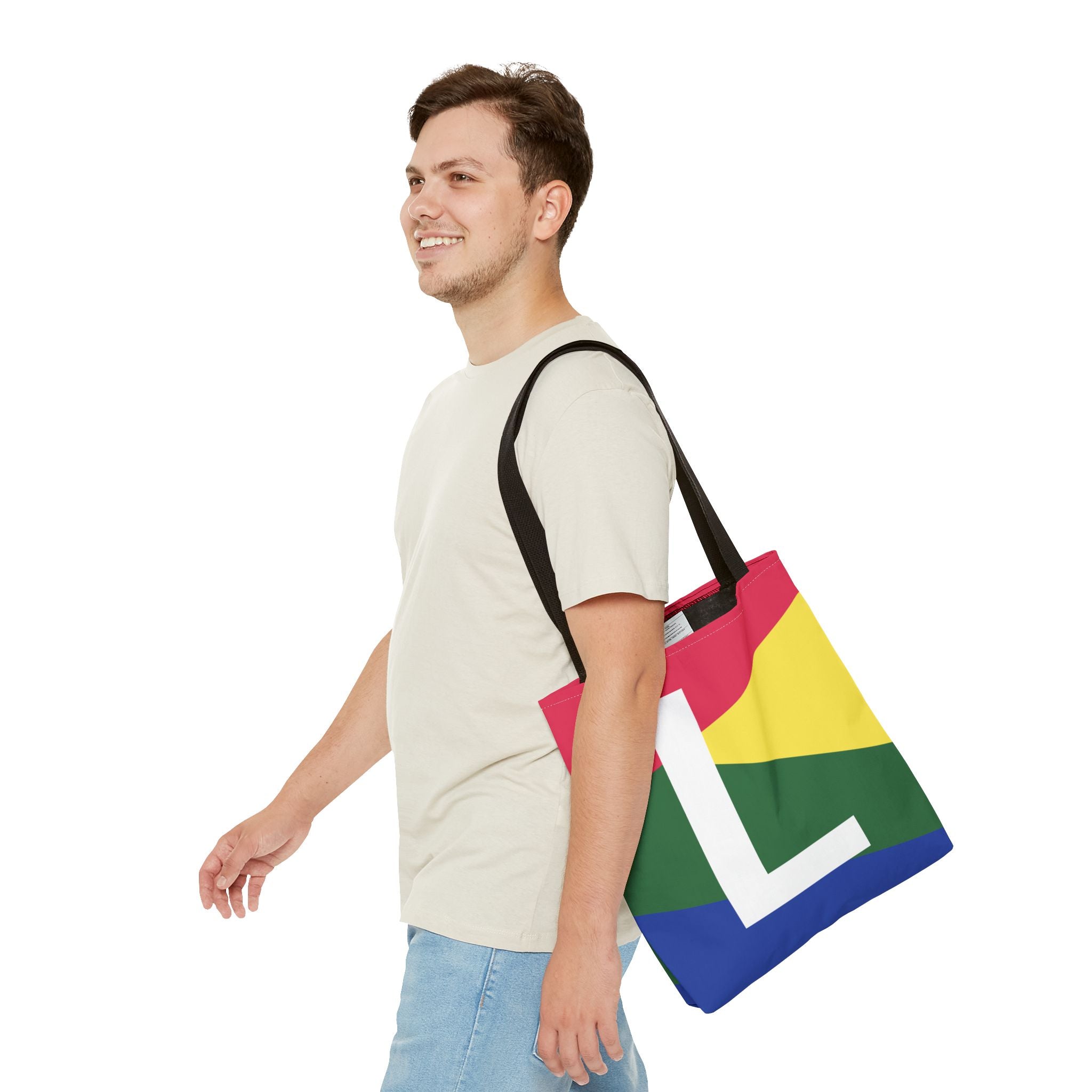 Monogram 'L' Colorblock Tote Bag — Personalized Initial L Shoulder Tote