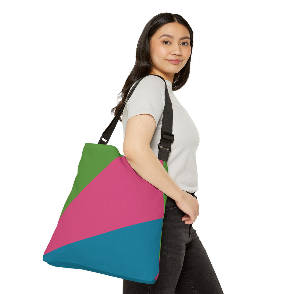 Colorblock Geometric Tote Bag — Adjustable Strap, Bright Abstract Pattern