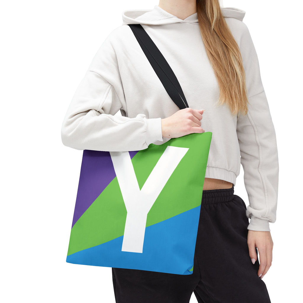 Monogram 'Y' Colorblock Tote Bag — Personalized Initial Y Shoulder Tote