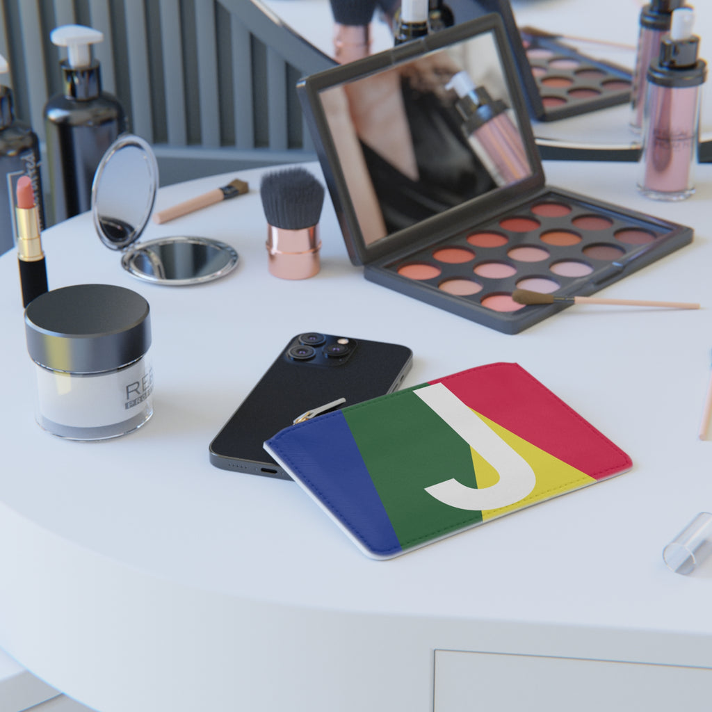 Initial J Mini Clutch — Colorblock Monogram Wristlet Wallet