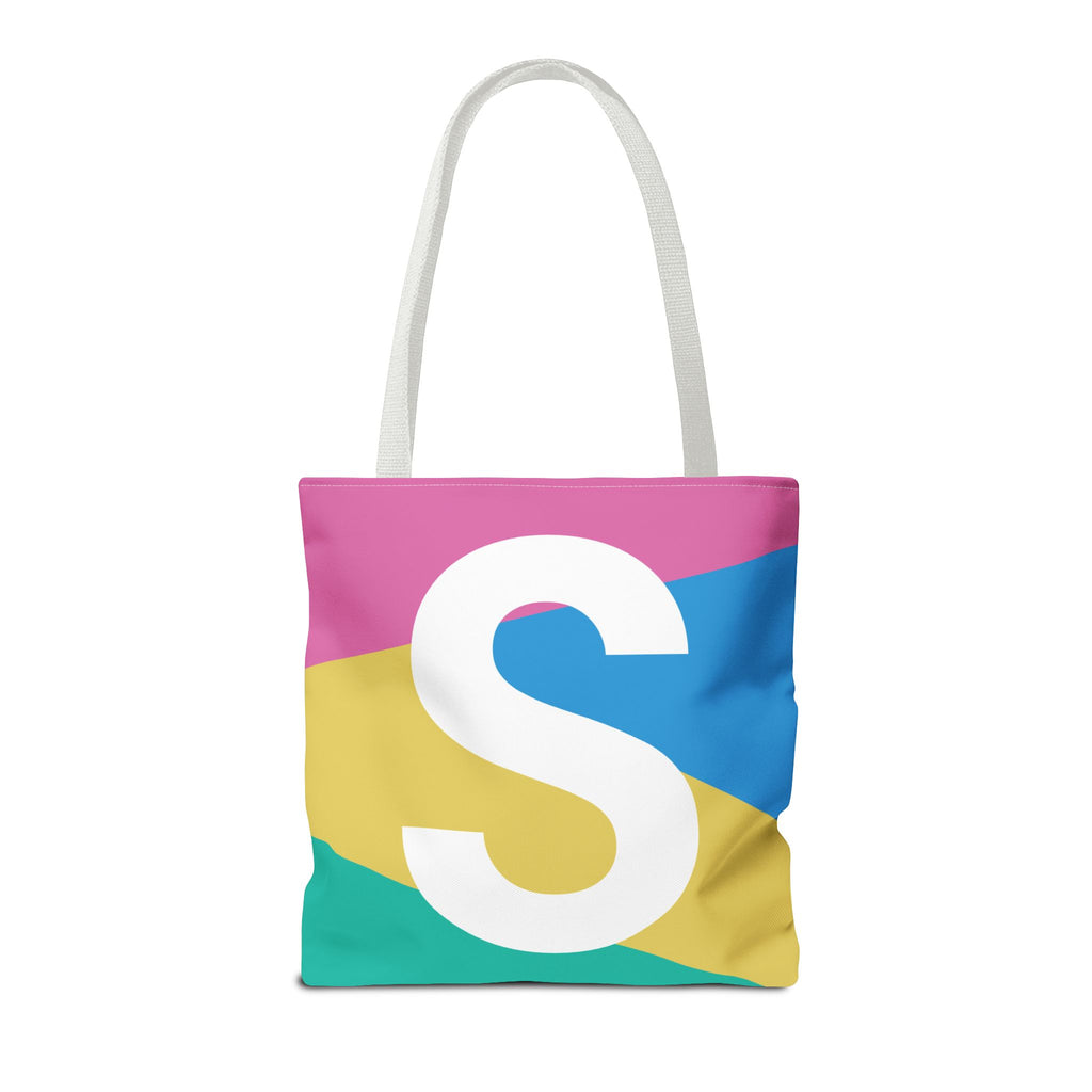 Monogram 'S' Colorblock Tote Bag — Personalized Initial S Shoulder Tote