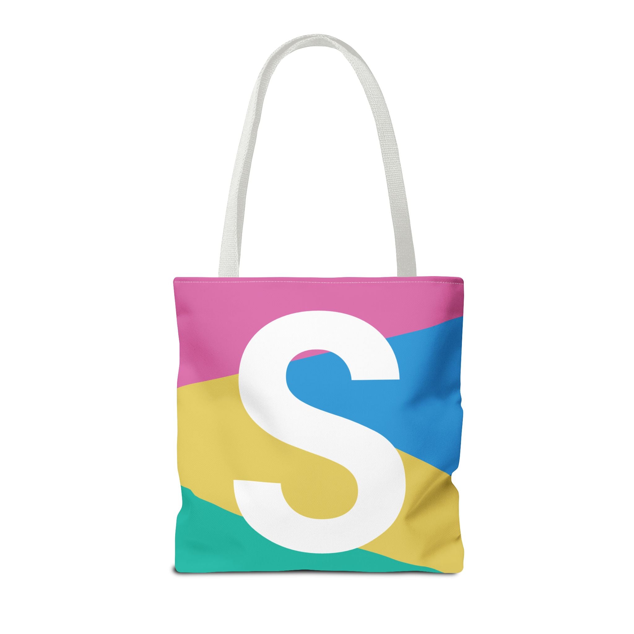 Monogram 'S' Colorblock Tote Bag — Personalized Initial S Shoulder Tote