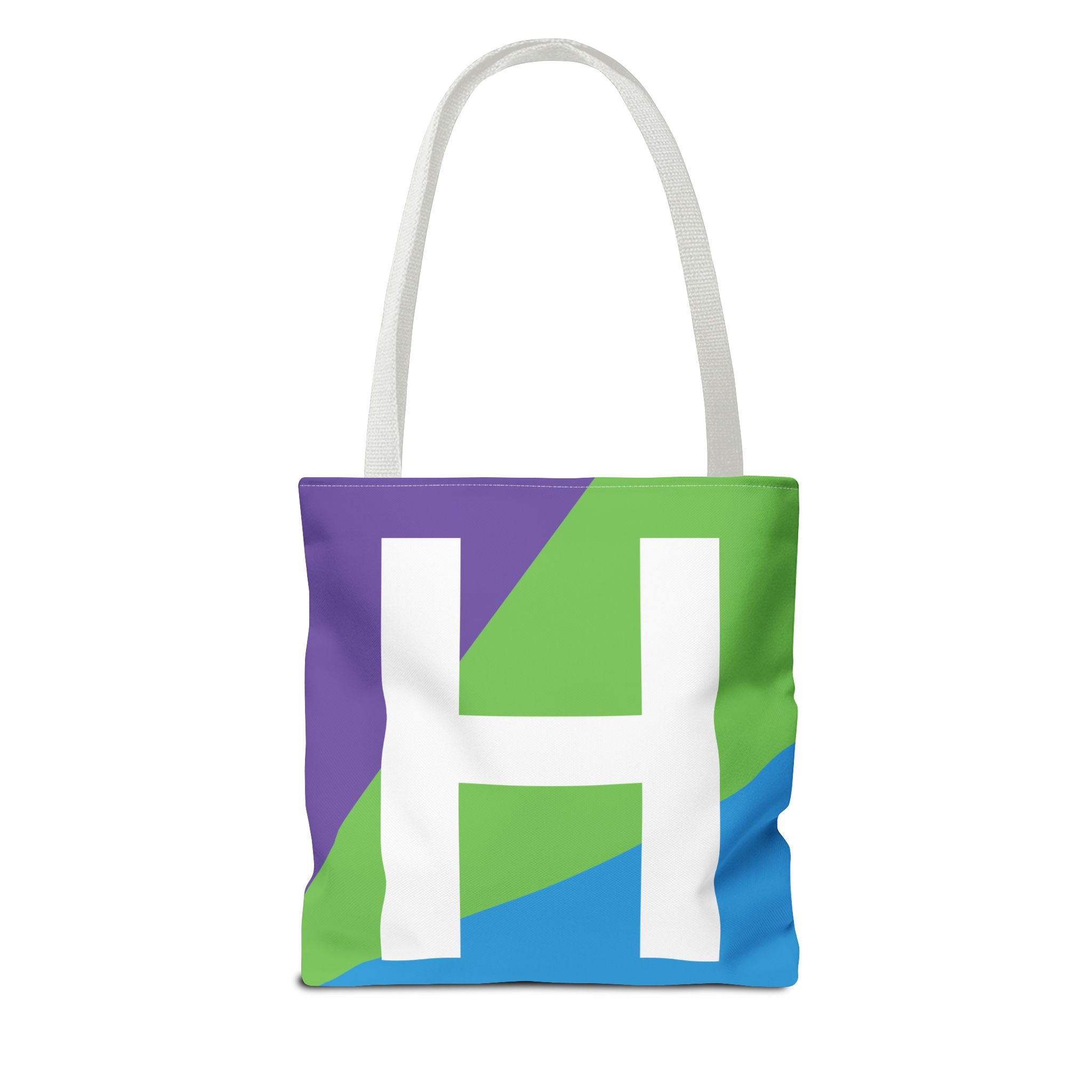 Monogram 'H' Colorblock Tote Bag — Personalized Initial H Shoulder Tote