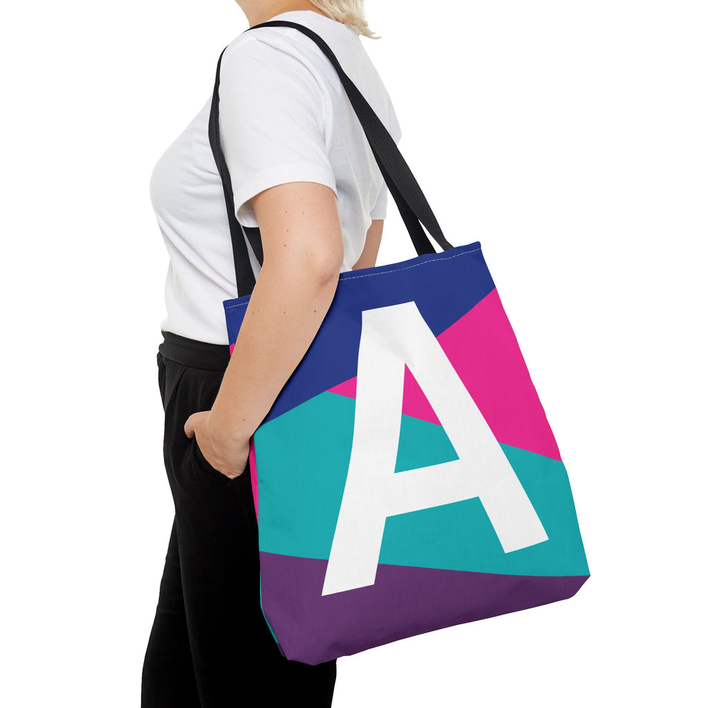 Monogram 'A' Colorblock Tote Bag — Personalized Initial A Shoulder Tote